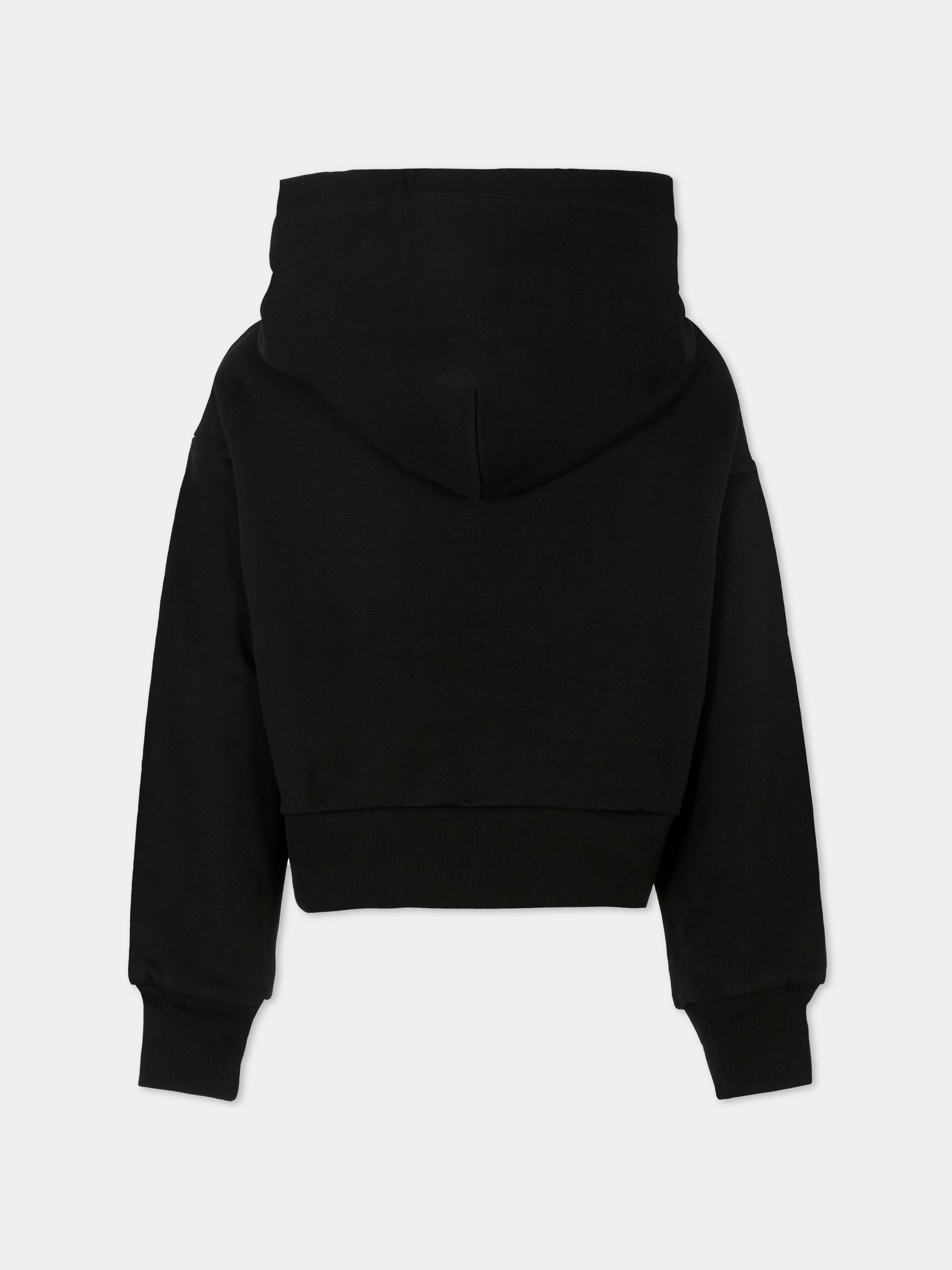 Felpa nera per bambina con cuore e logo,N°21 Kids,N2101S N0154 0N900