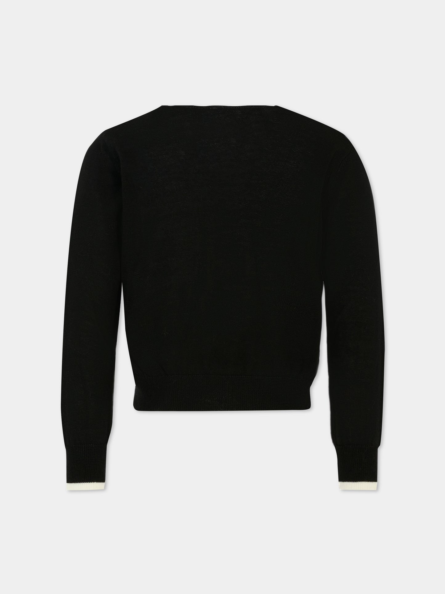 Maglione nero per bambina con logo ricamato,N°21 Kids,N2101W N0424 0N900