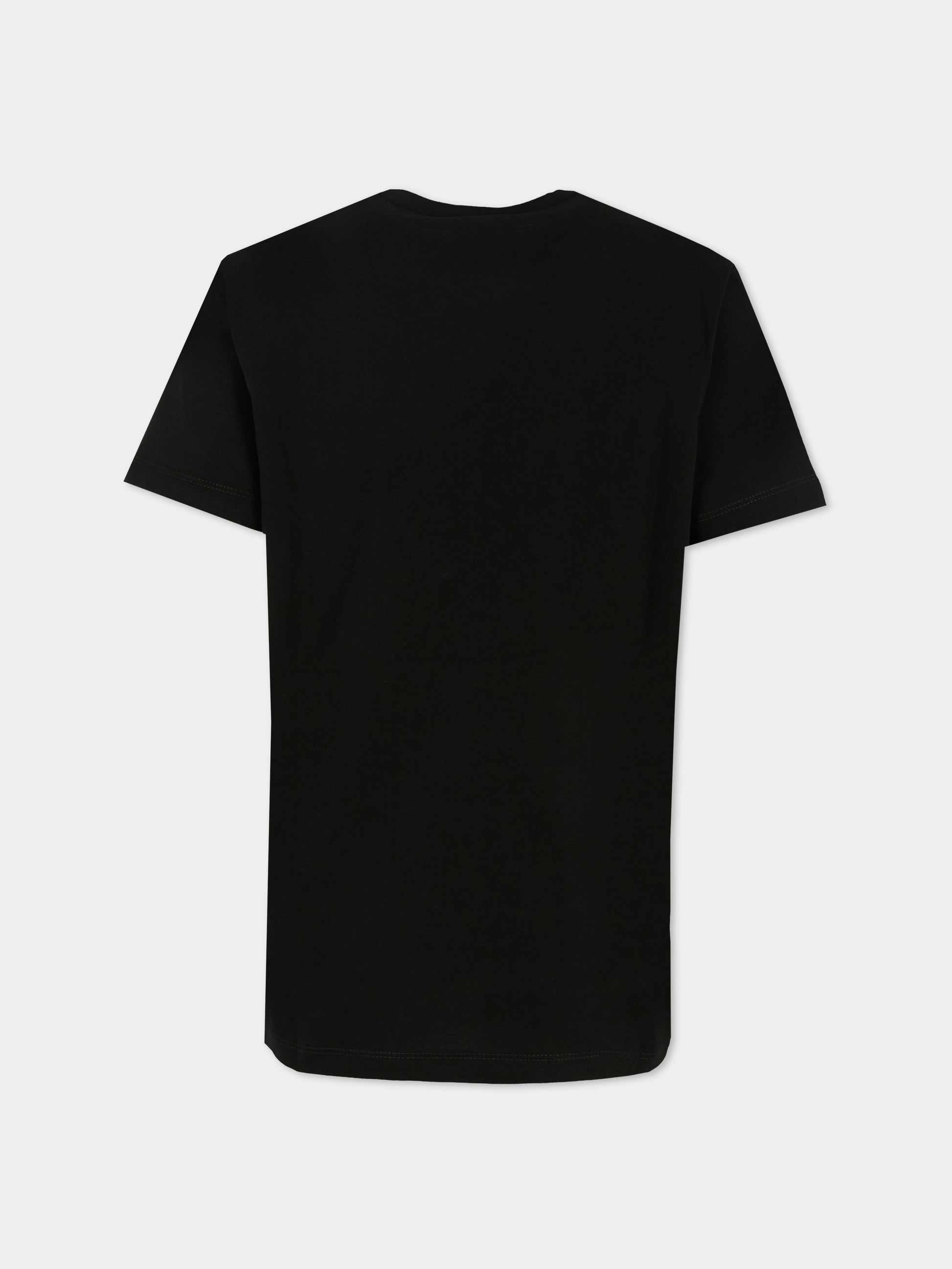 T-shirt nera per bambina con cuore e logo,N°21 Kids,N2102C N0153 0N900