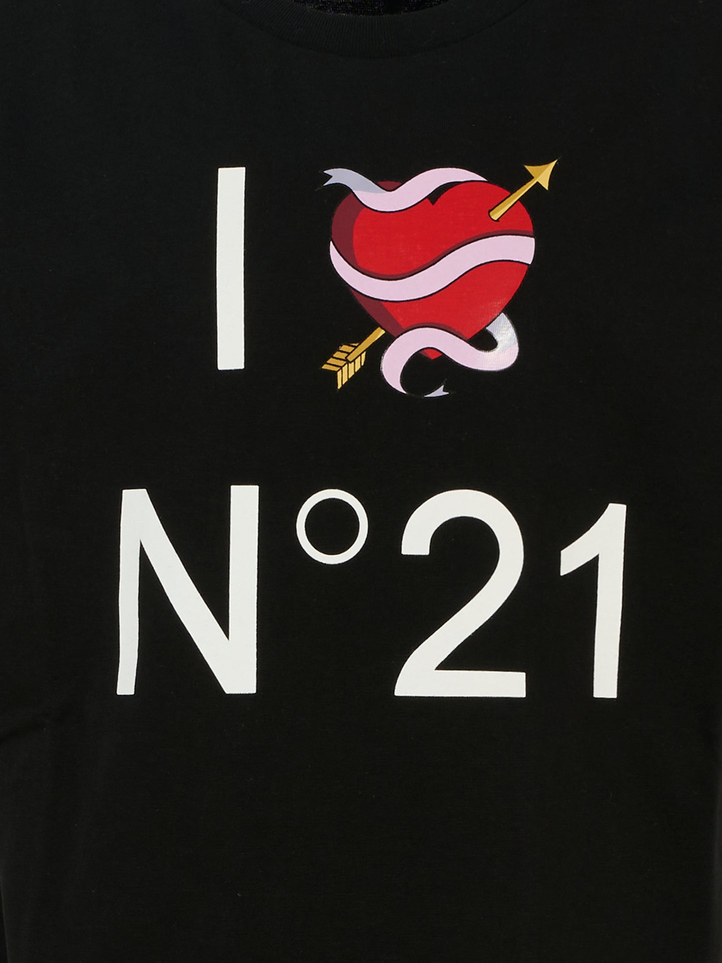 T-shirt nera per bambina con cuore e logo,N°21 Kids,N2102C N0153 0N900