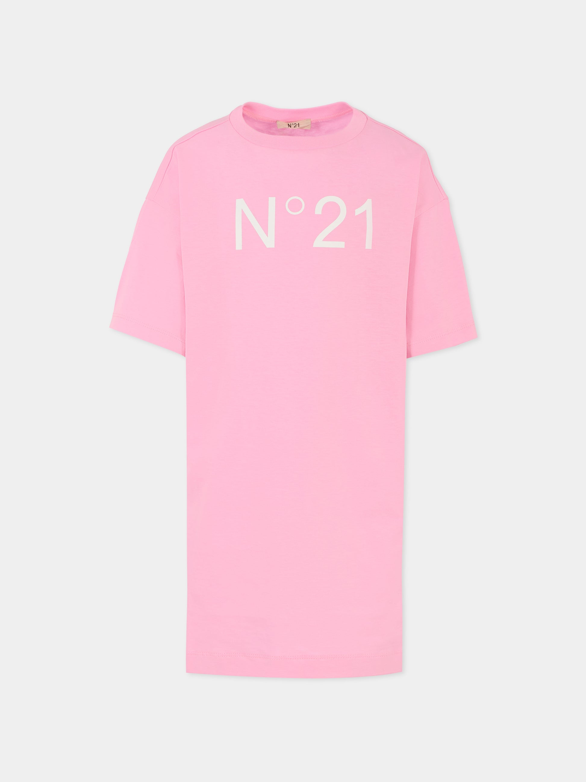 Vestito rosa per bambina con logo,N°21 Kids,N2102I N0153 0N318