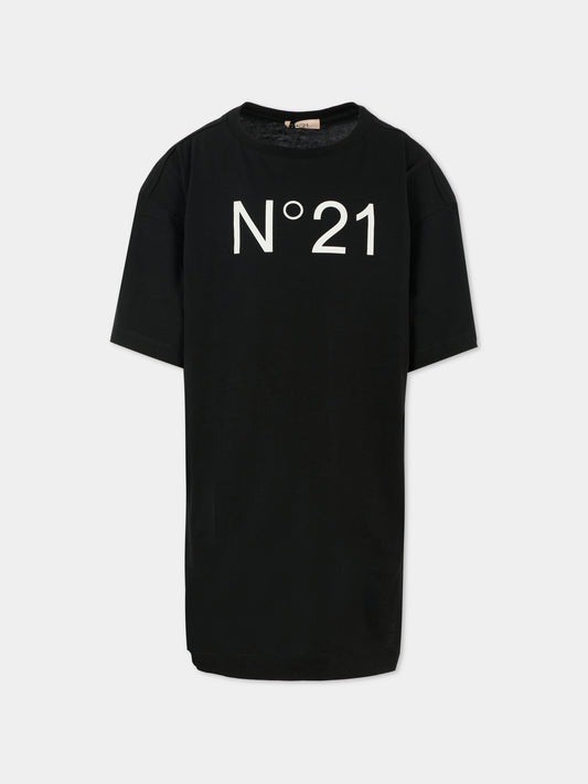 Vestito nero per bambina con logo,N°21 Kids,N2102I N0153 0N900