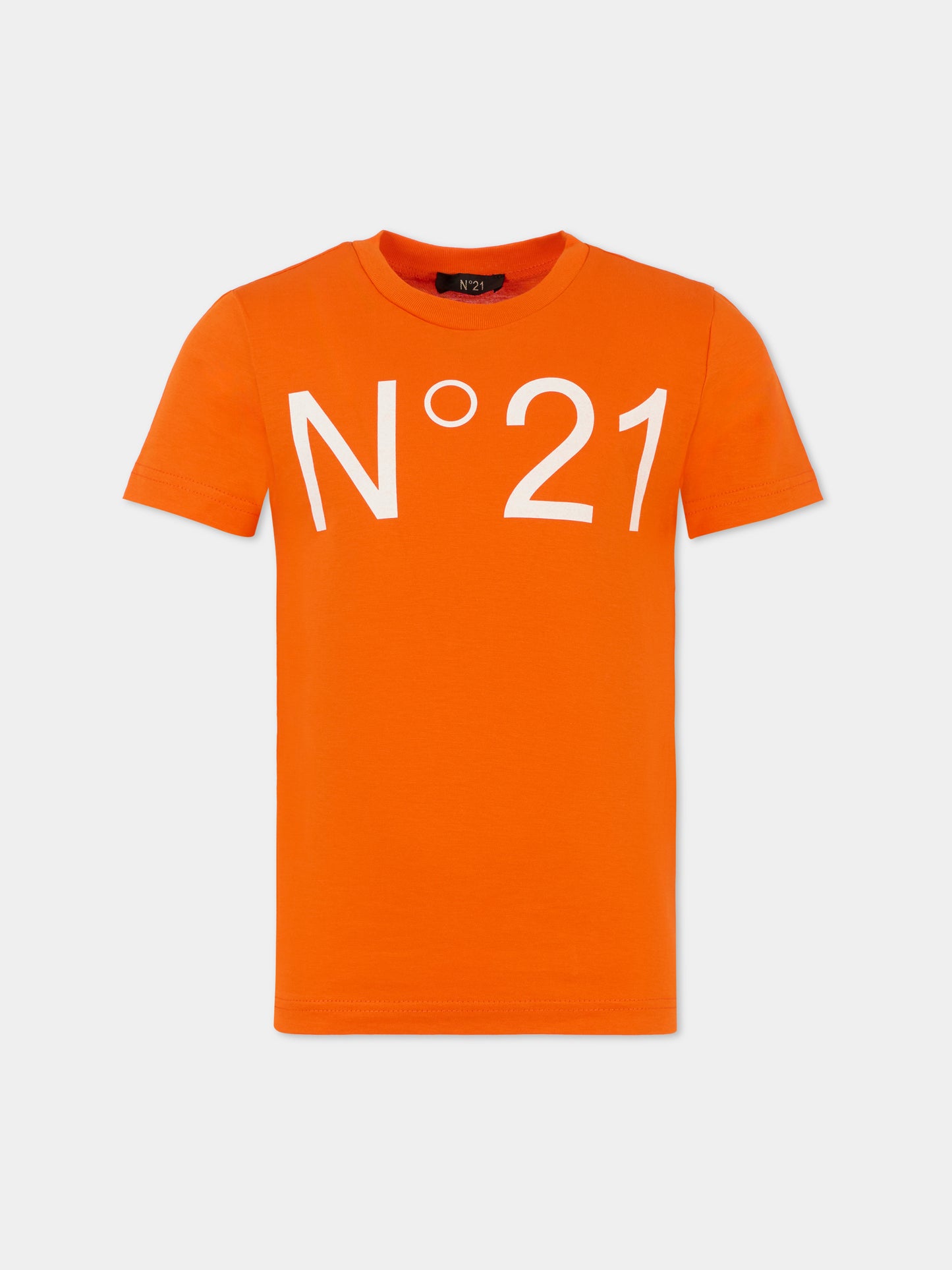 T-shirt arancione per bambini con logo,N°21 Kids,N21173 N0153 0N213