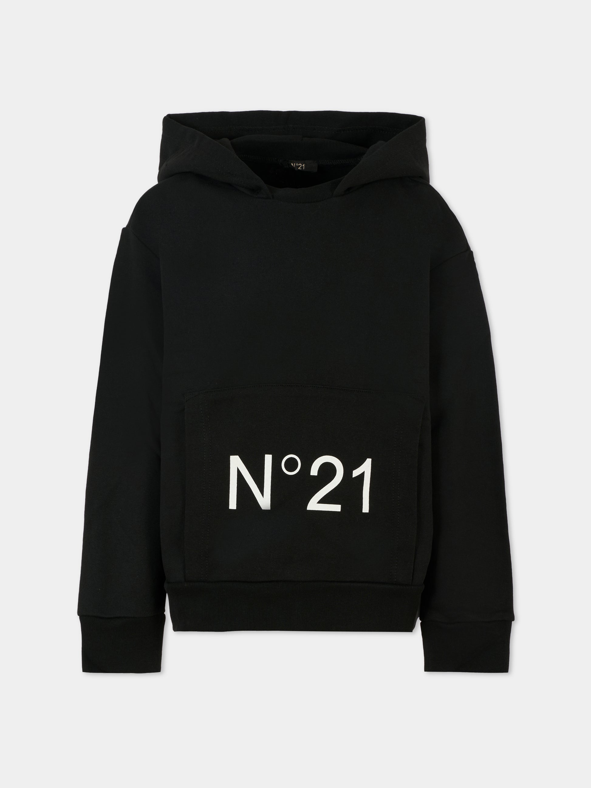 Felpa nera per bambini con logo,N°21 Kids,N21893 N0154 0N900