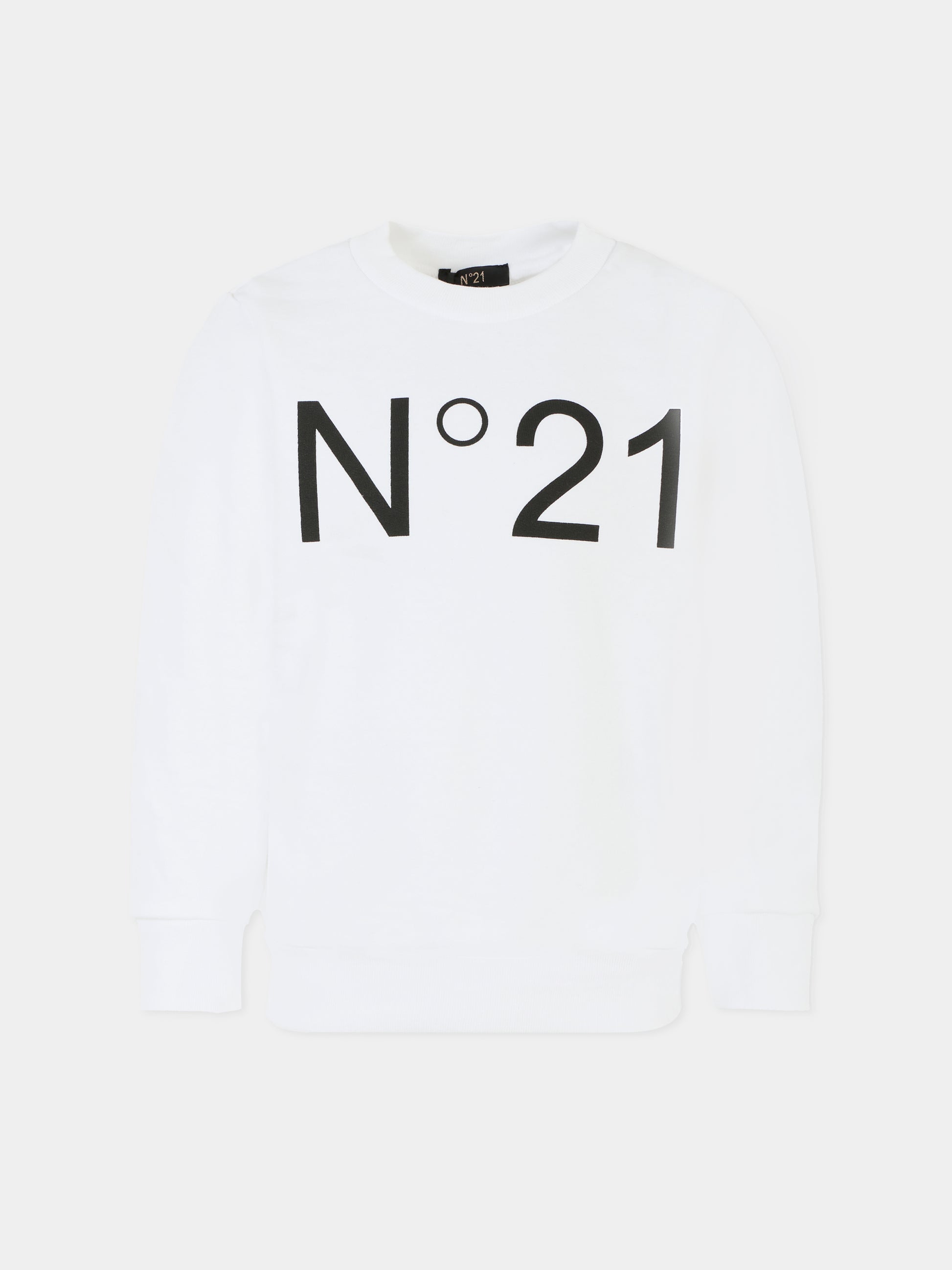 Felpa bianca per bambina con logo,N°21 Kids,N21A23 N0154 0N100