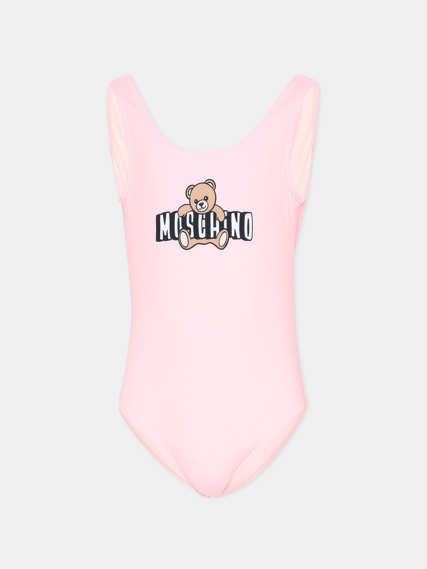 Costume intero rosa per bambina con teddy bear,Moschino Kids,H2L00B LKA11 50209