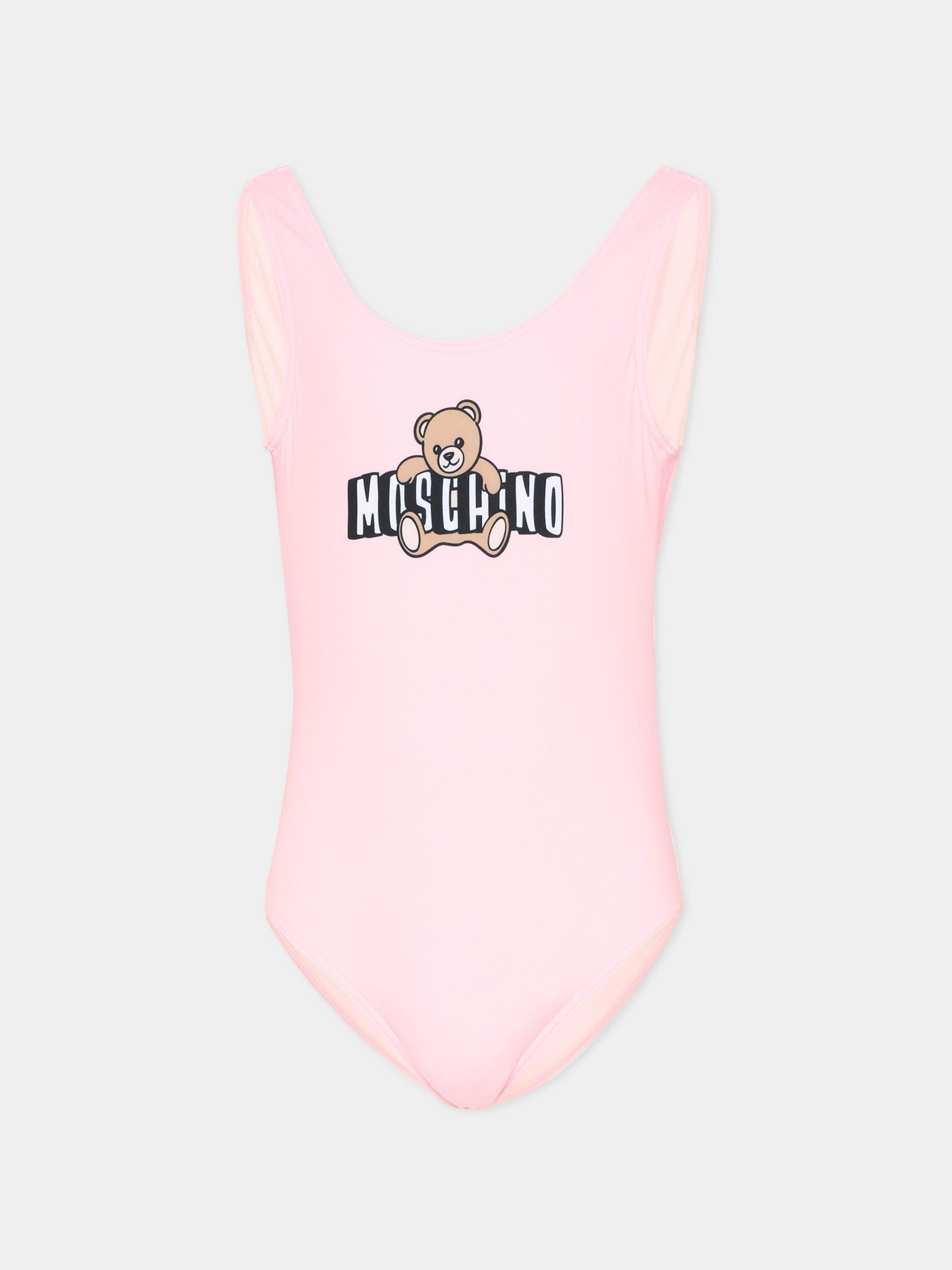 Costume intero rosa per bambina con teddy bear,Moschino Kids,H2L00B LKA11 50209