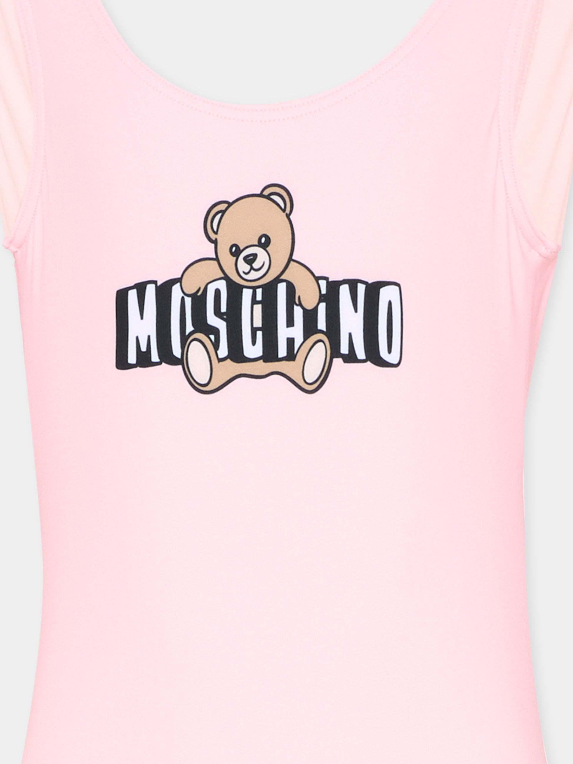 Costume intero rosa per bambina con teddy bear,Moschino Kids,H2L00B LKA11 50209