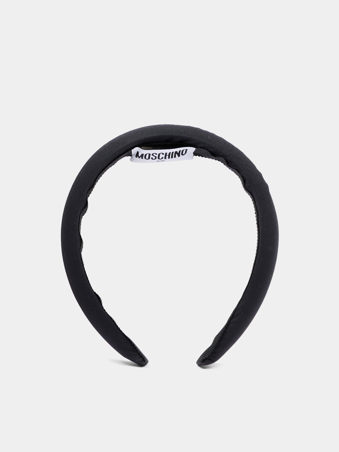 Cerchietto nero per bambina con logo,Moschino Kids,HAX01N LLA12 60100