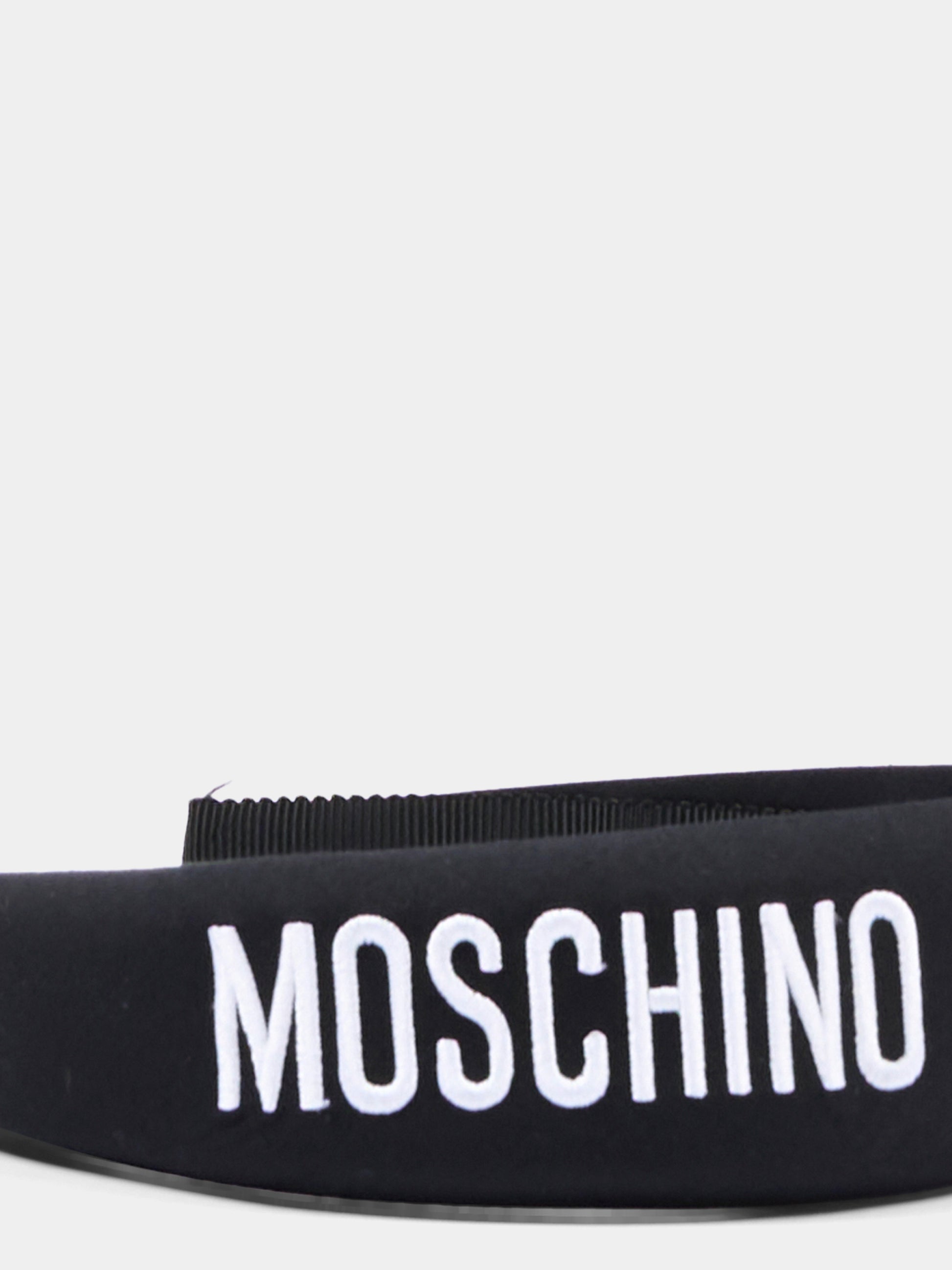Cerchietto nero per bambina con logo,Moschino Kids,HAX01N LLA12 60100