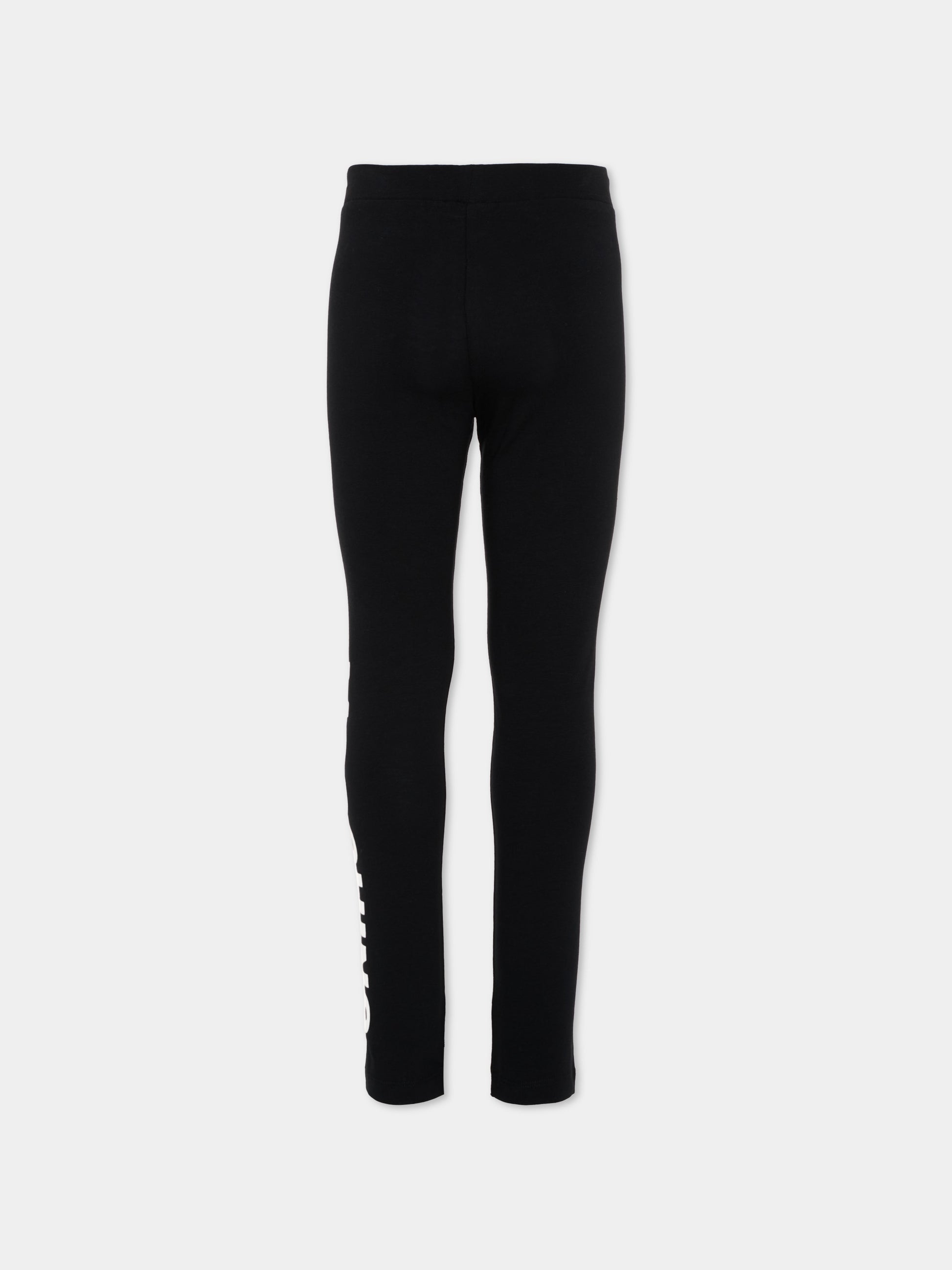 Leggings neri per bambina con logo,Moschino Kids,HDP075 LBA00 60100