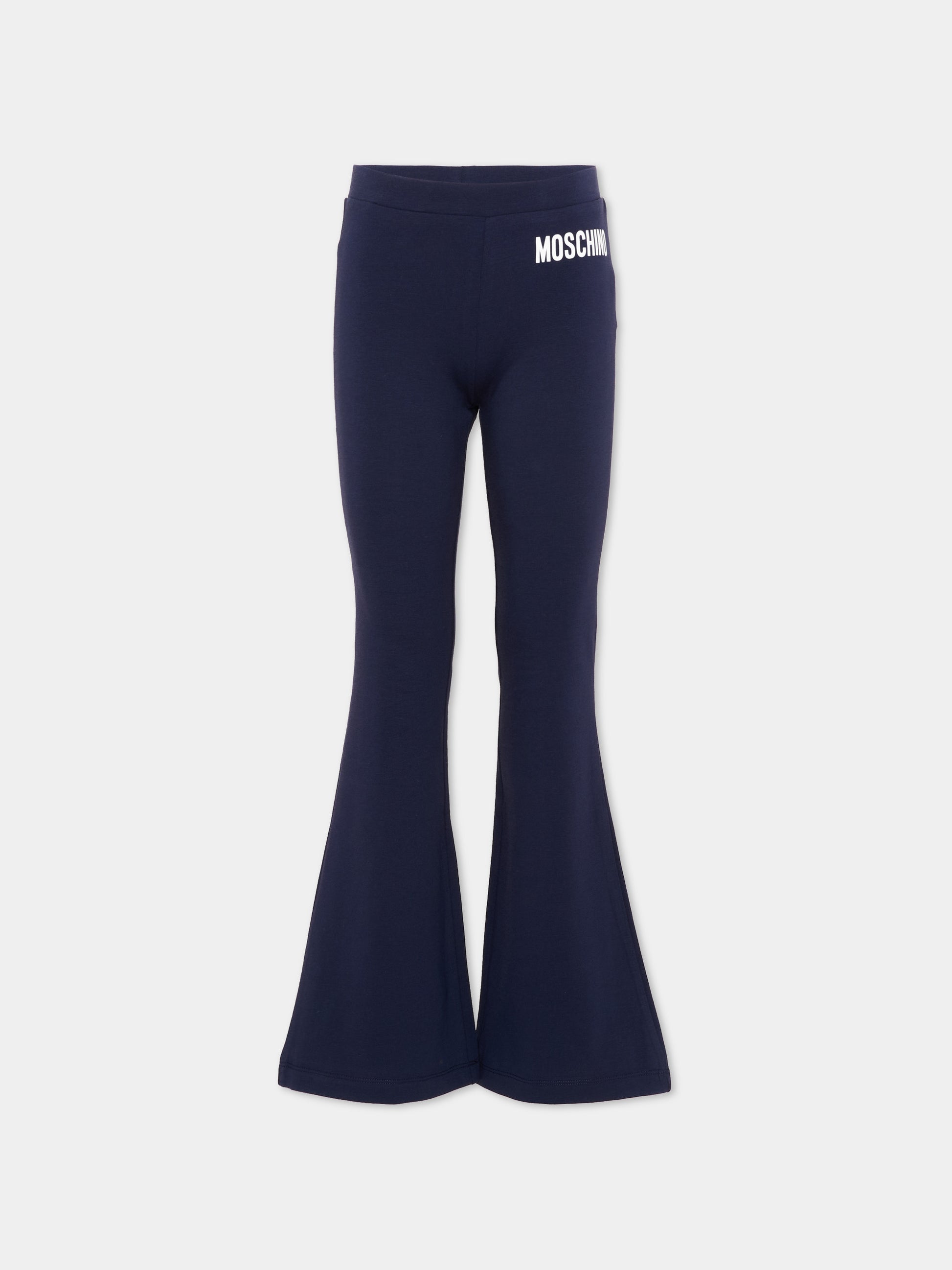 Pantaloni sportivi blu per bambina con logo,Moschino Kids,HDP076 LBA00 40016