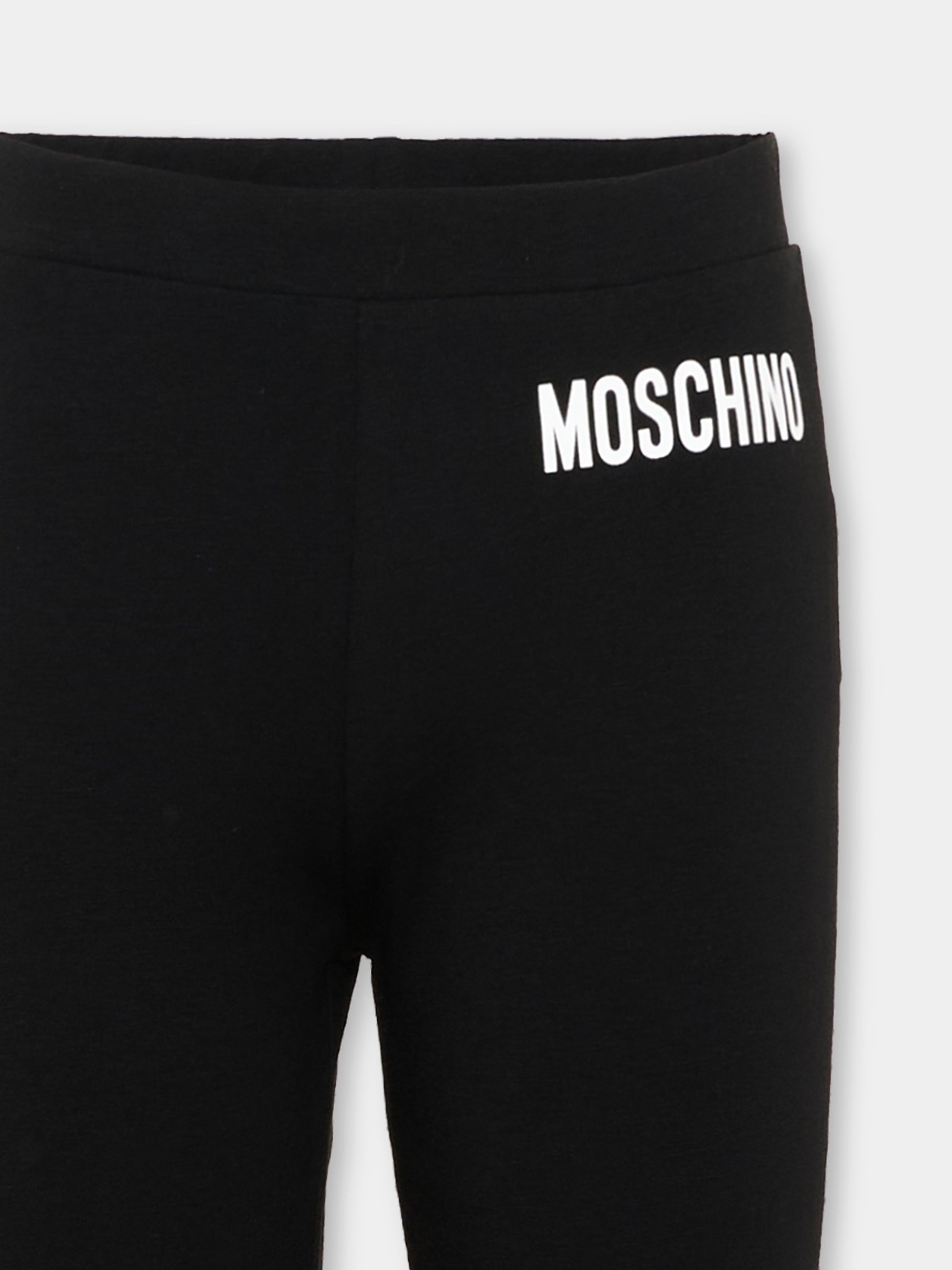 Pantaloni sportivi neri per bambina con logo,Moschino Kids,HDP076 LBA00 60100
