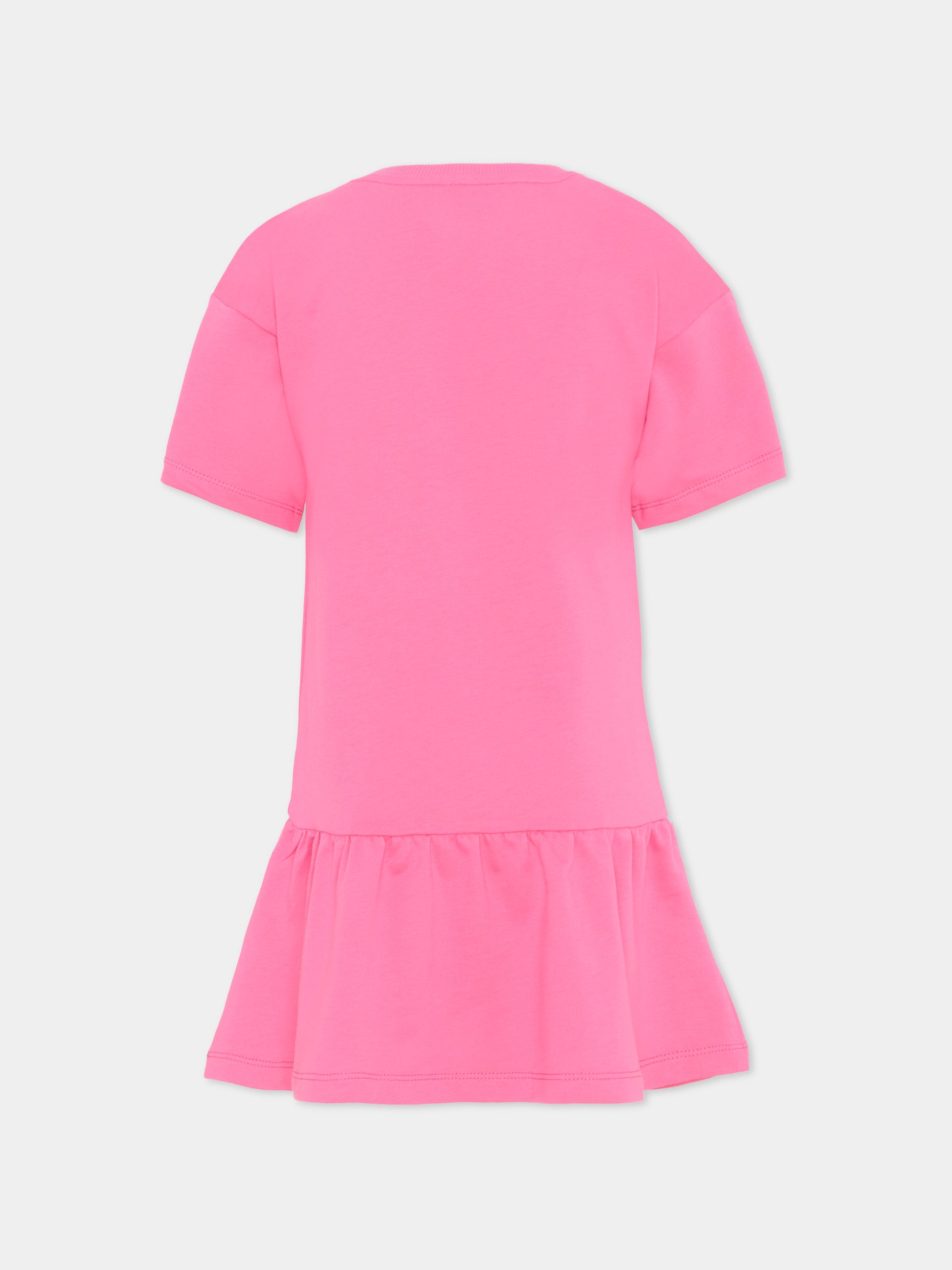 Vestito fucsia per bambina con Teddy Bear,Moschino Kids,HDV0HL LCA19 50533