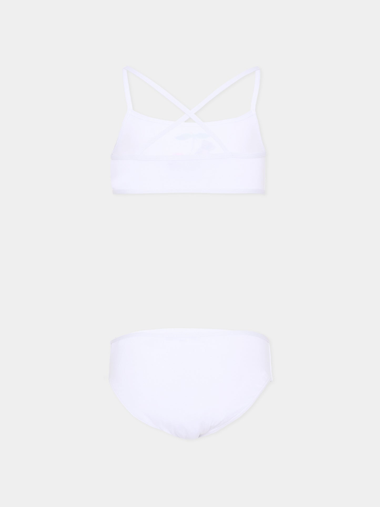 Slip e bikini bianco per bambina con ciliegie,Moschino Kids,HGL00E LKA11 10101