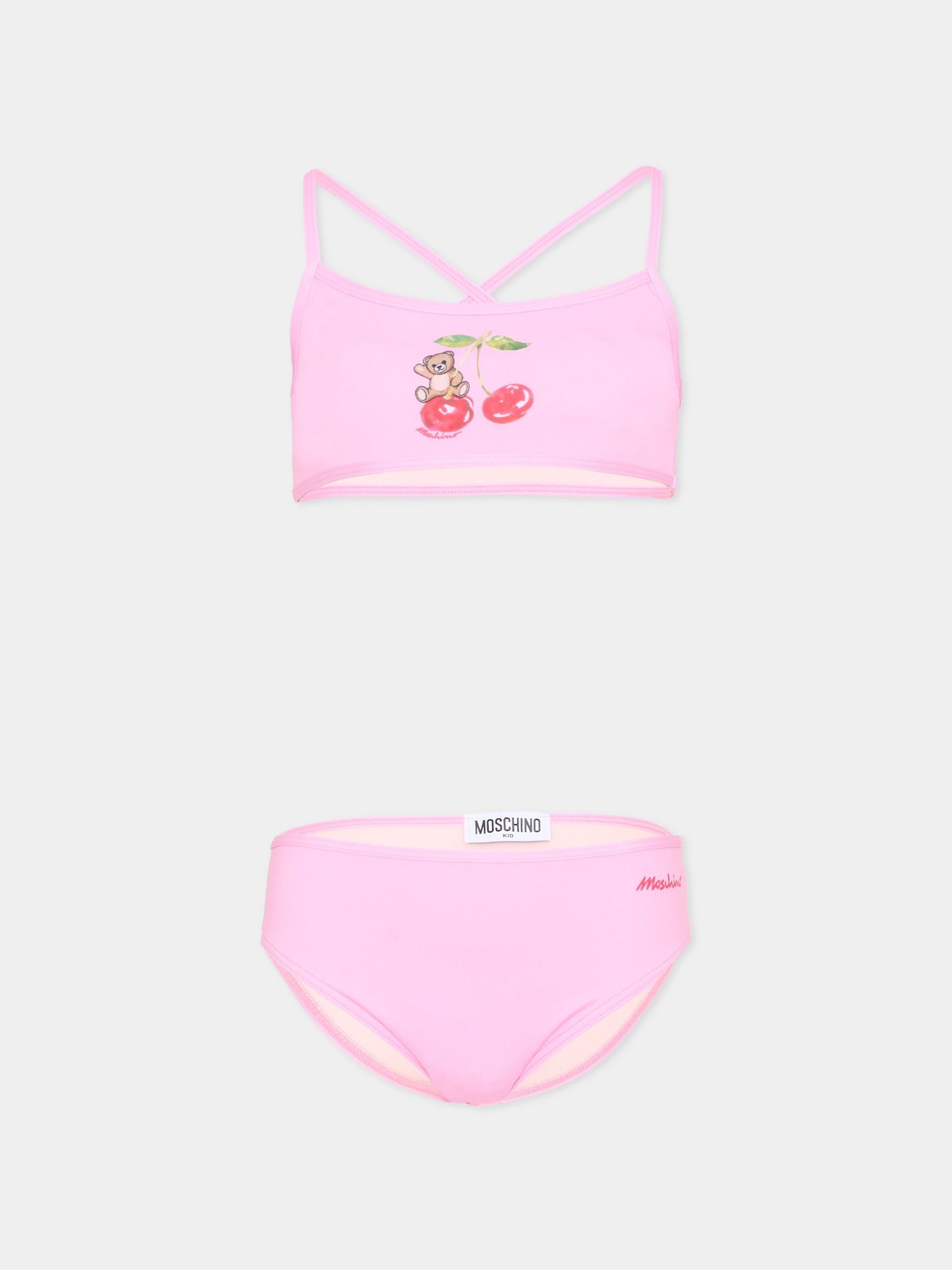 Slip e bikini rosa per bambina con teddy bear,Moschino Kids,HGL00E LKA11 51473