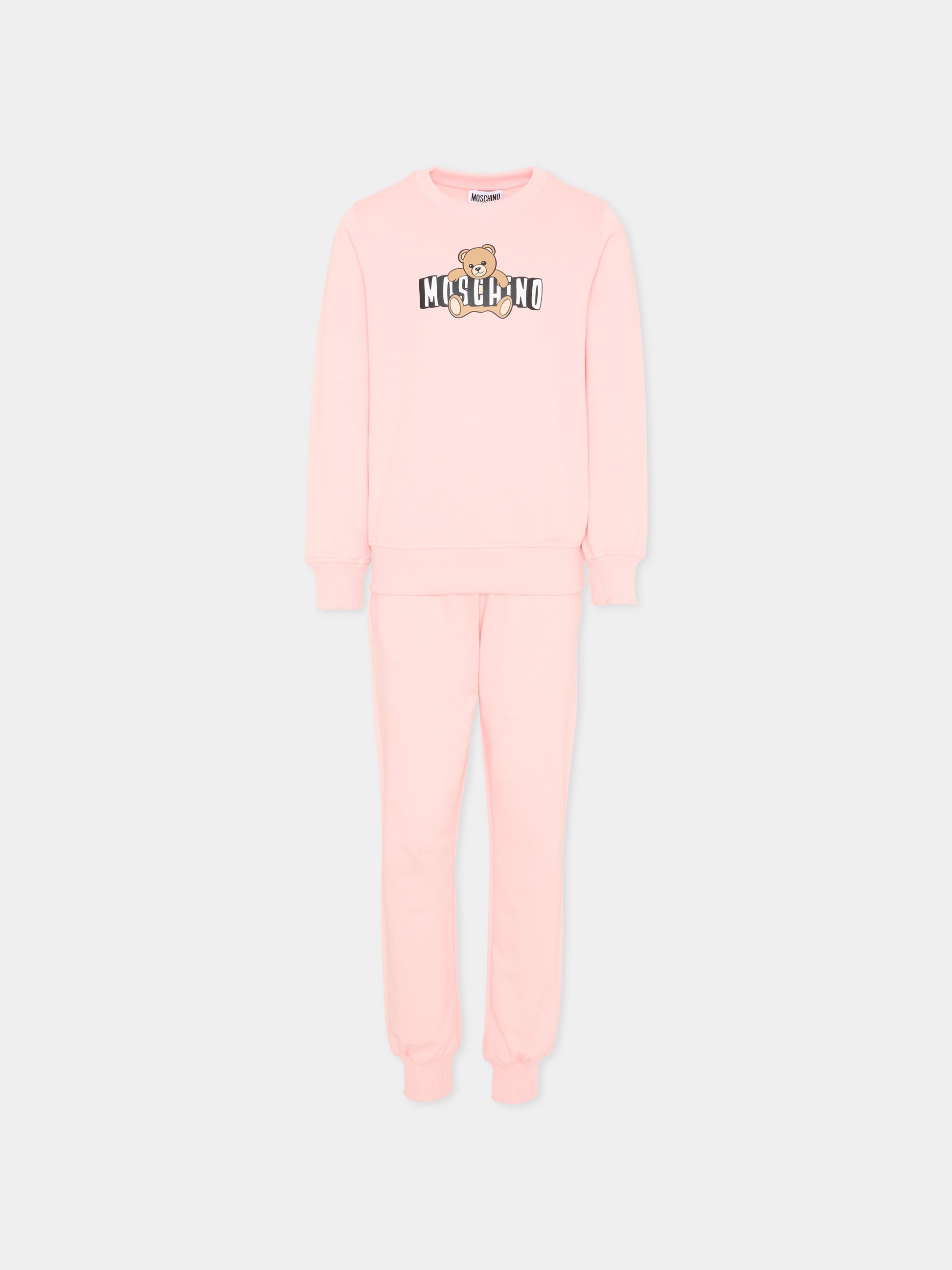 Completo sportivo rosa per bambina con Teddy Bear,Moschino Kids,HPK03E LCA19 50209