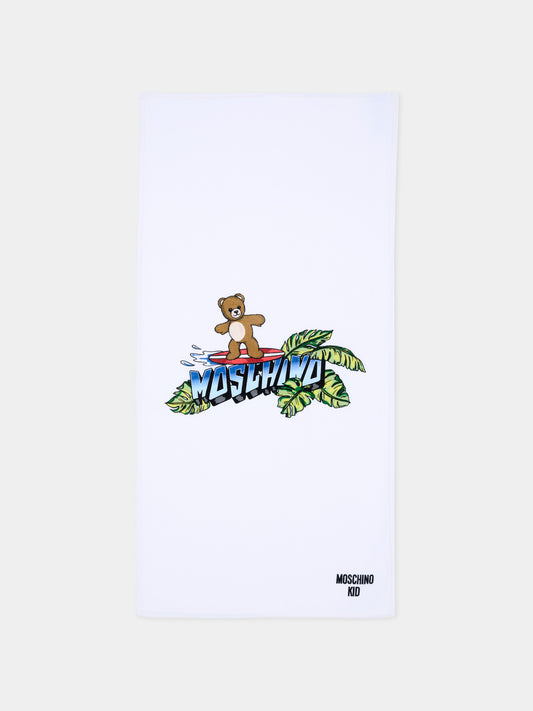 Telo mare bianco con Teddy Bear,Moschino Kids,HTX01B LGA24 10101