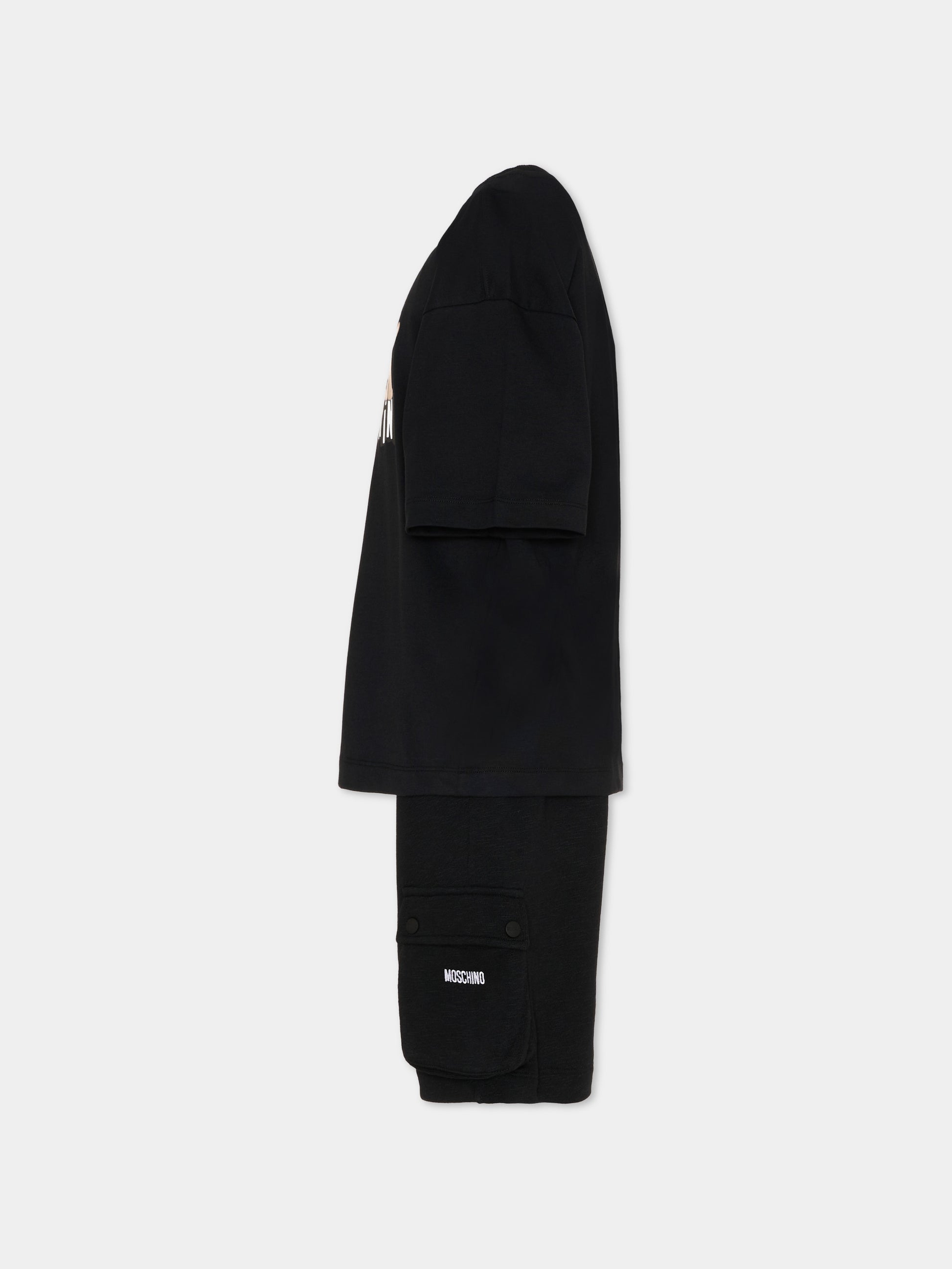 Completo sportivo nero per bambini con Teddy Bear,Moschino Kids,HUG00W LCA88 60100