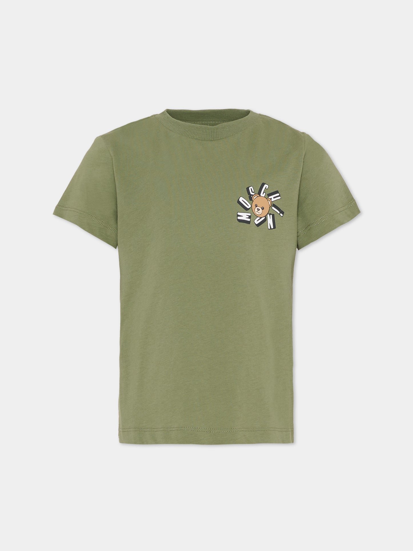 T-shirt verde per bambino con Teddy Bear,Moschino Kids,HUM05O LAA03 30037