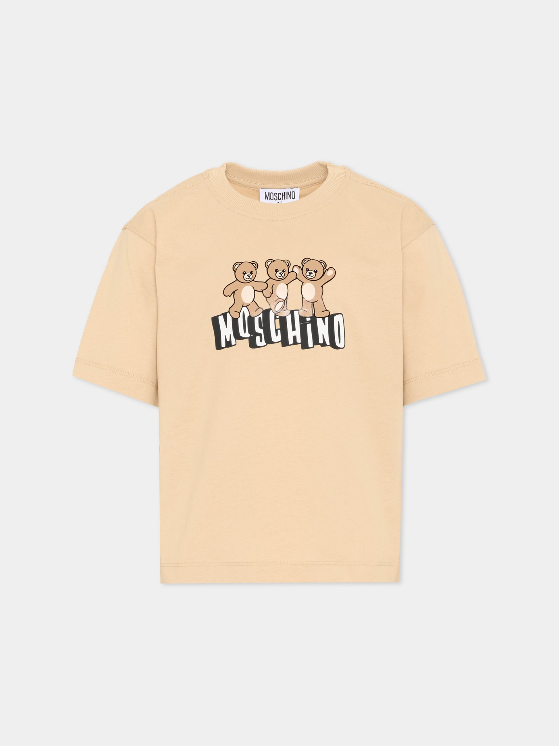 T-Shirt beige per bambini con Teddy Bear,Moschino Kids,HUM05P LAA23 20829