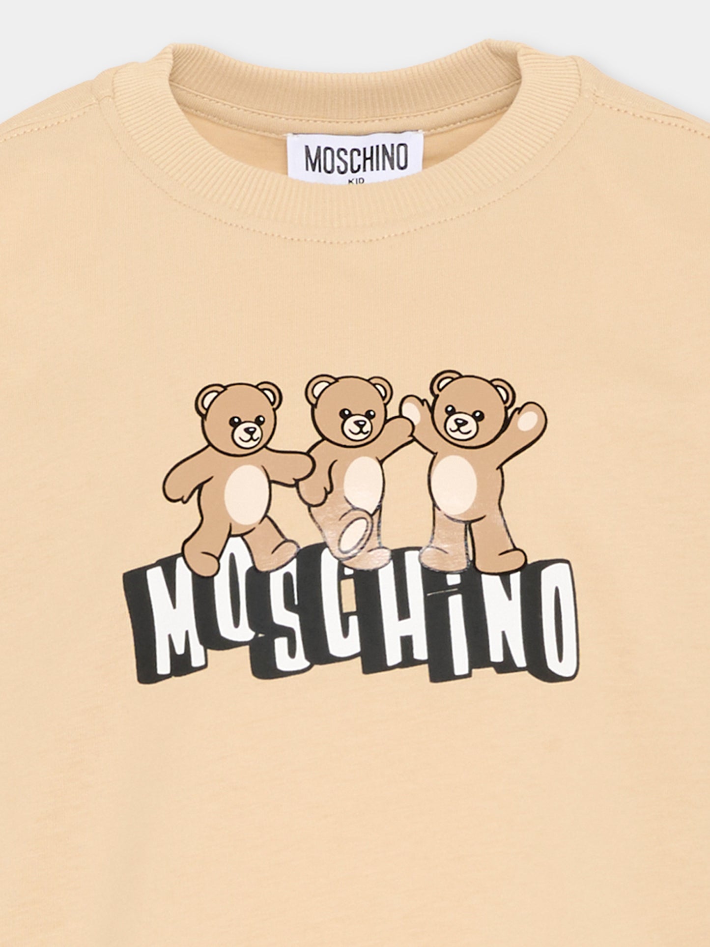 T-Shirt beige per bambini con Teddy Bear,Moschino Kids,HUM05P LAA23 20829
