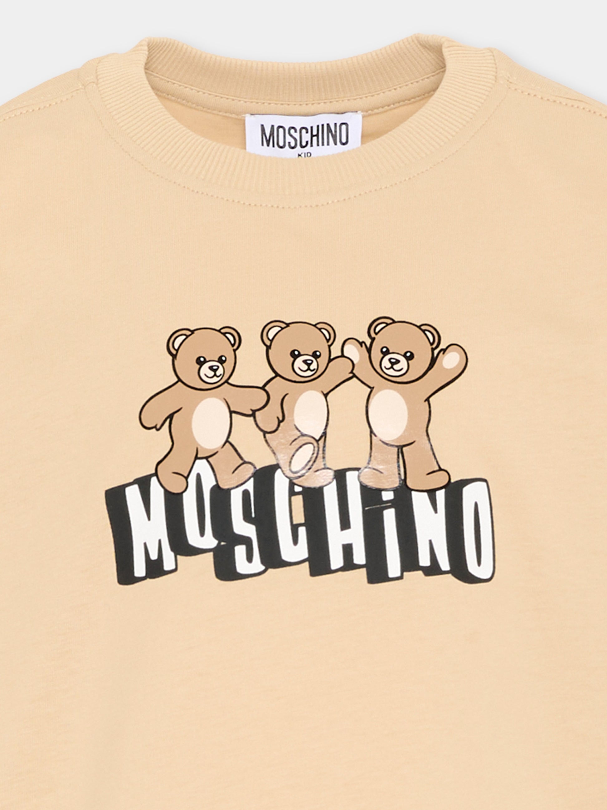 T-Shirt beige per bambini con Teddy Bear,Moschino Kids,HUM05P LAA23 20829