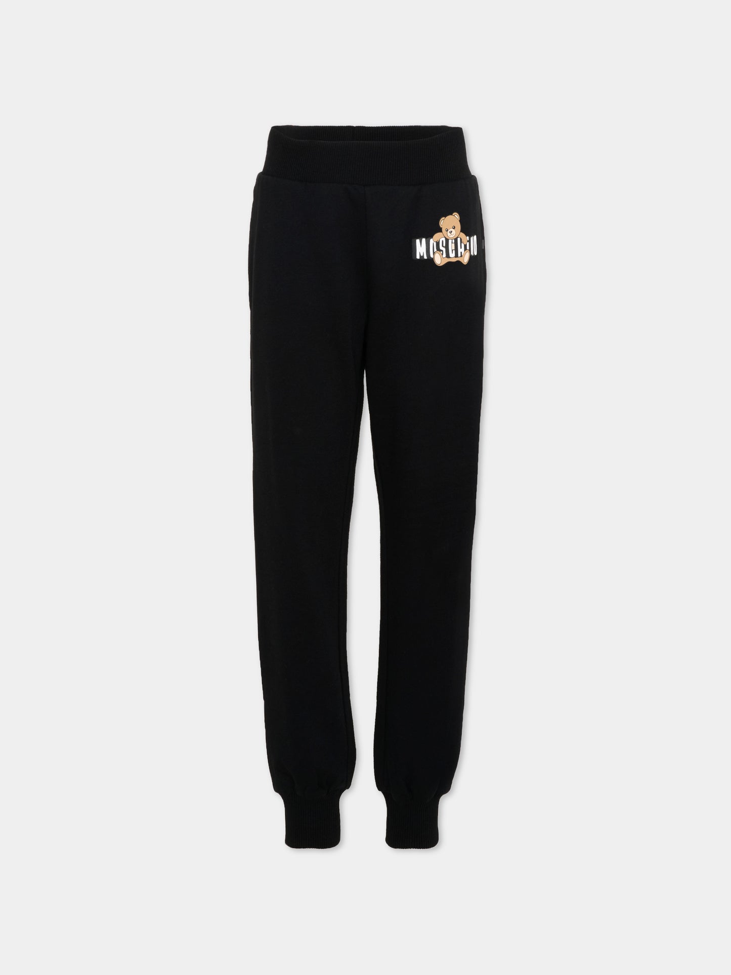 Pantalone nero per bambini con Teddy Bear,Moschino Kids,HUP091 LCA19 60100