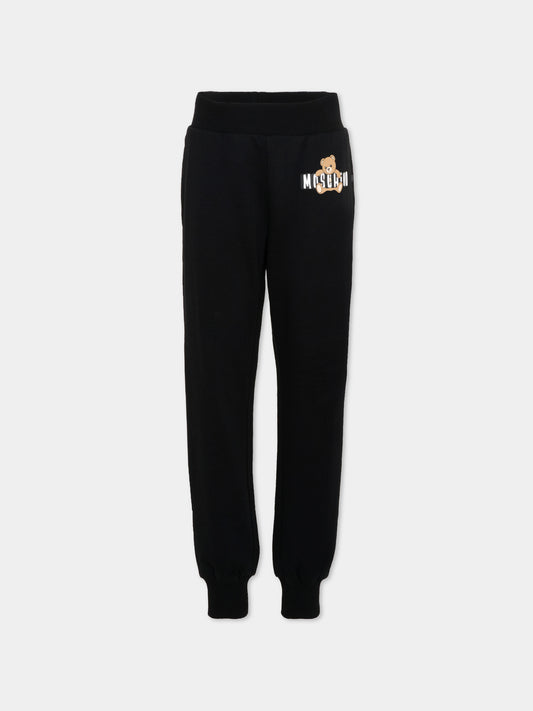 Pantalone nero per bambini con Teddy Bear,Moschino Kids,HUP091 LCA19 60100