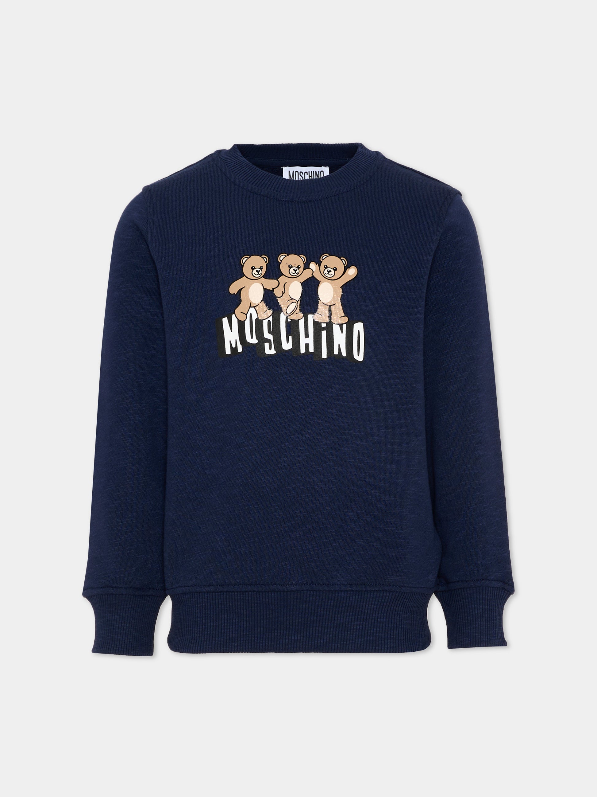 Felpa blu per bambini con Teddy Bear,Moschino Kids,HVF08V LCA88 40016