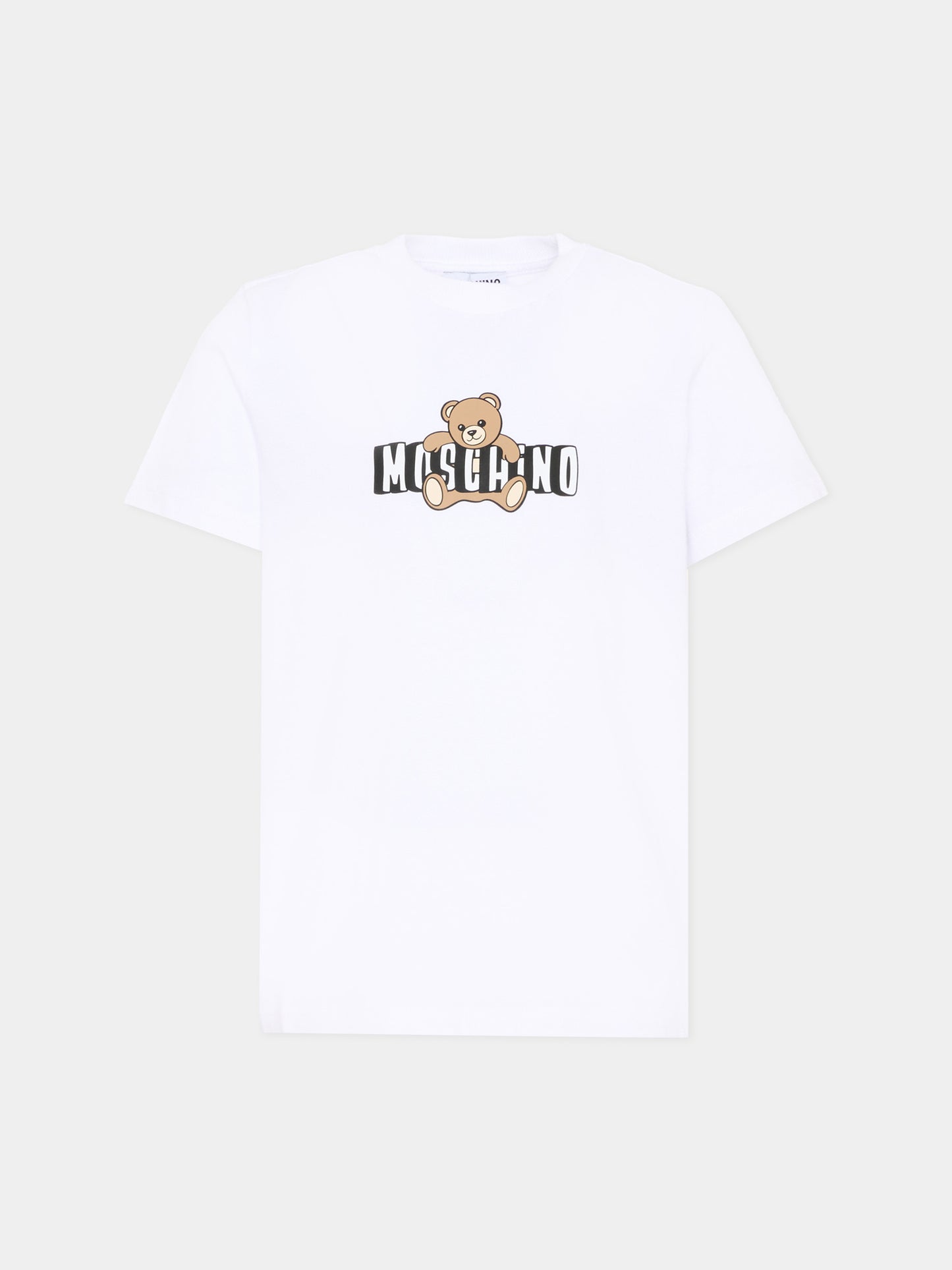 T-Shirt bianca per bambini con Teddy Bear,Moschino Kids,HZM058 LAA03 10101