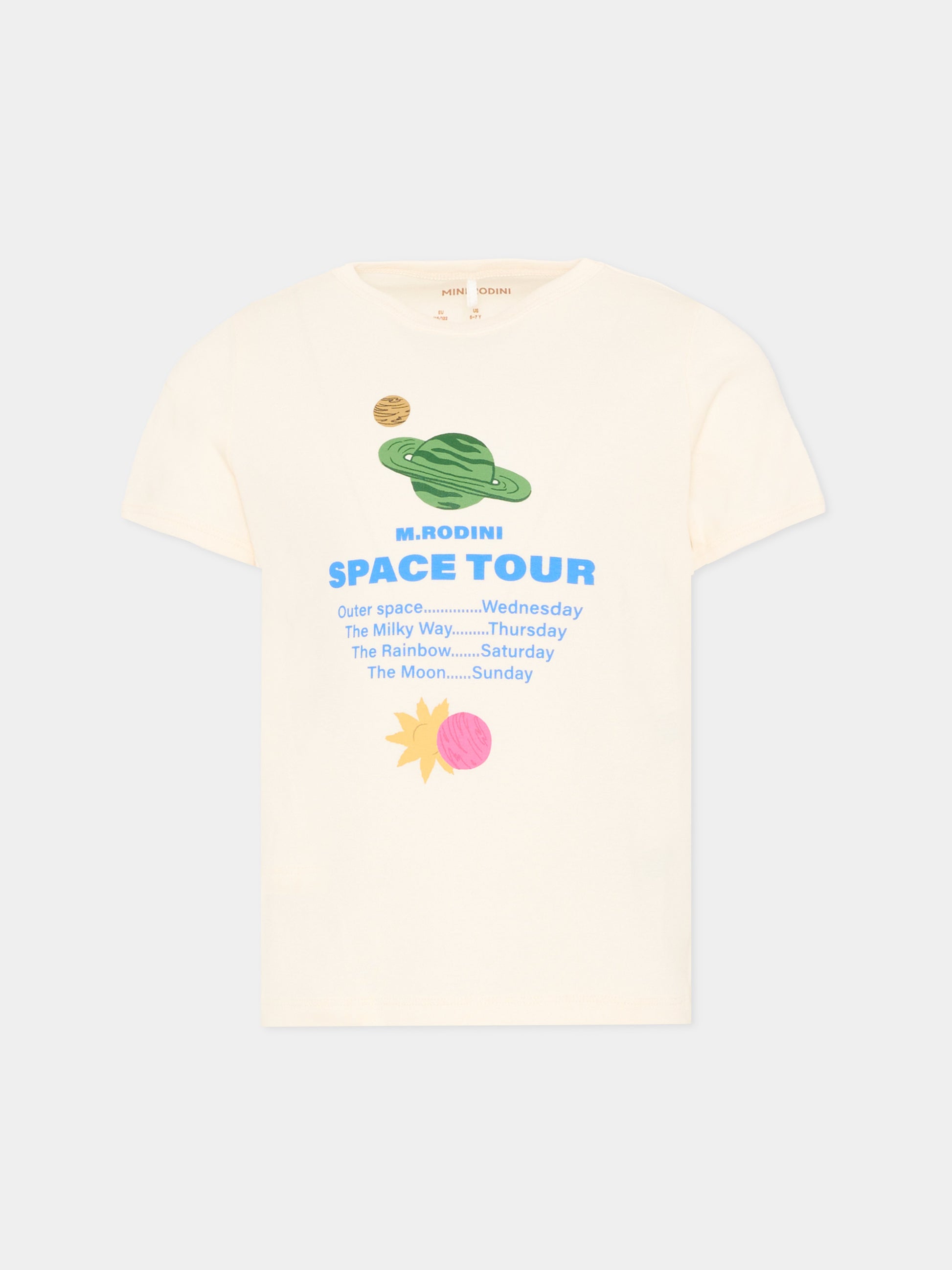 T-Shirt avorio Space Tour per bambina,Mini Rodini,2622014711
