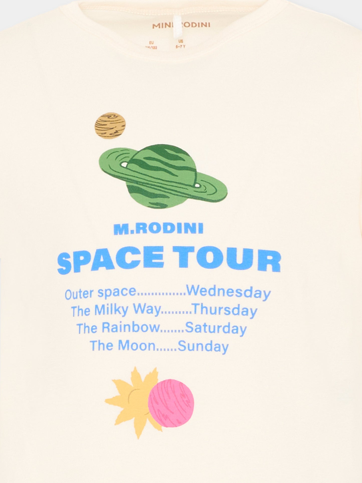 T-Shirt avorio Space Tour per bambina,Mini Rodini,2622014711