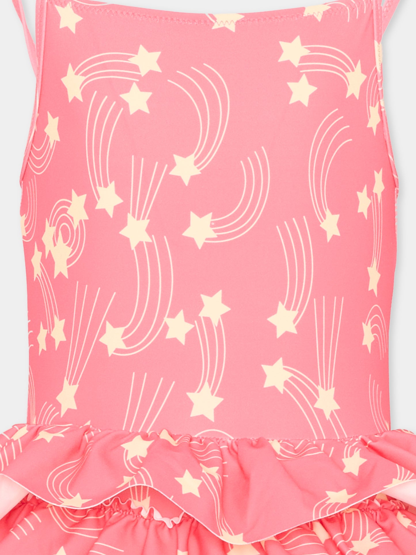 Costume intero rosa per bambina con stelle,Mini Rodini,2628010628
