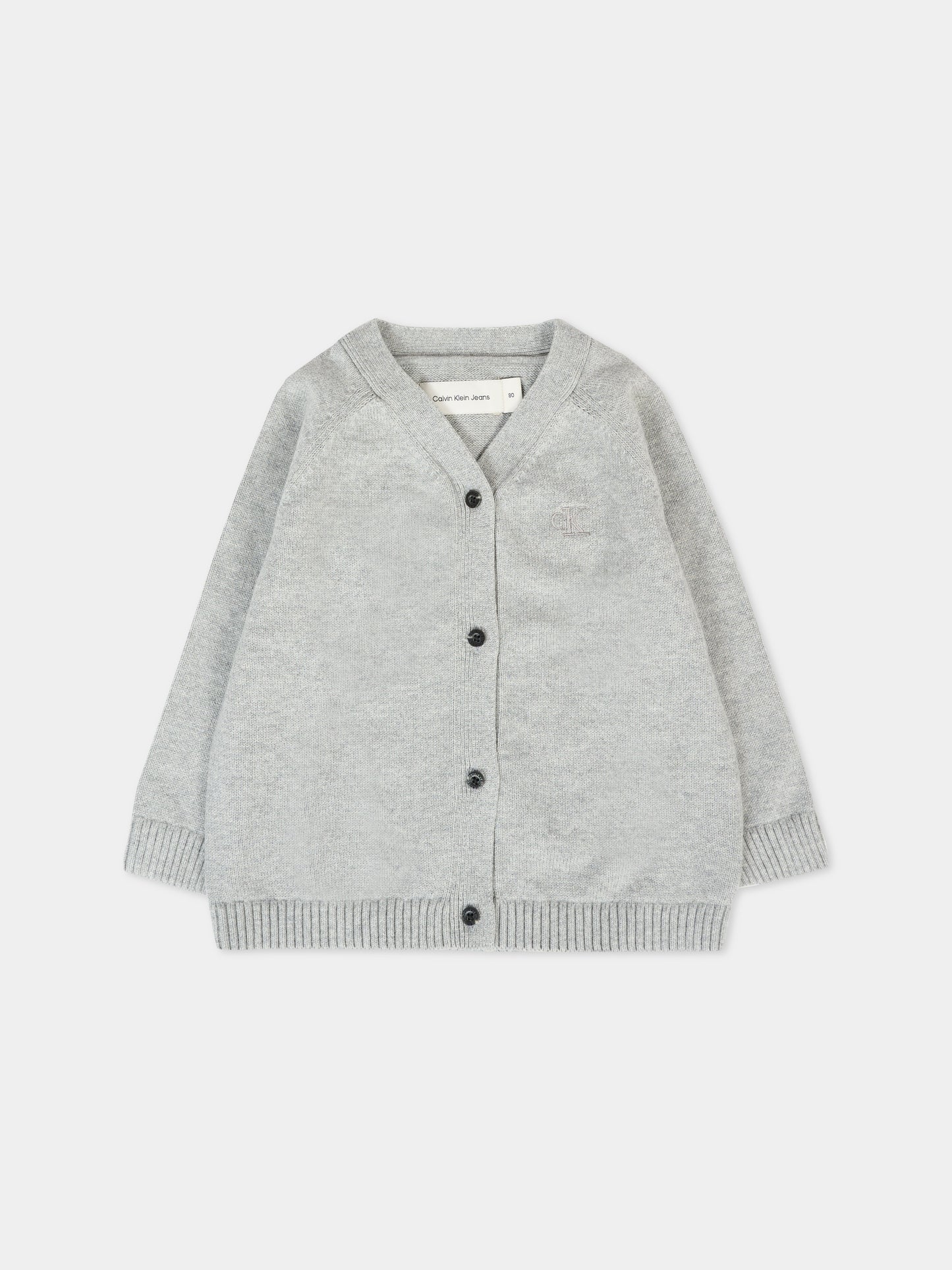 Cardigan grigio per neonati con logo,Calvin Klein Kids,IN0IN00235 P41