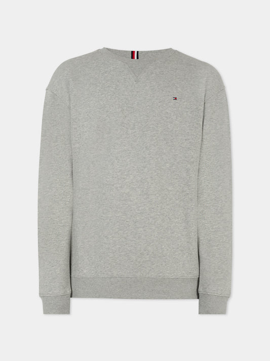 Felpa grigia per bambini con bandierina,Tommy Hilfiger Junior,KS0KS00448 P1A