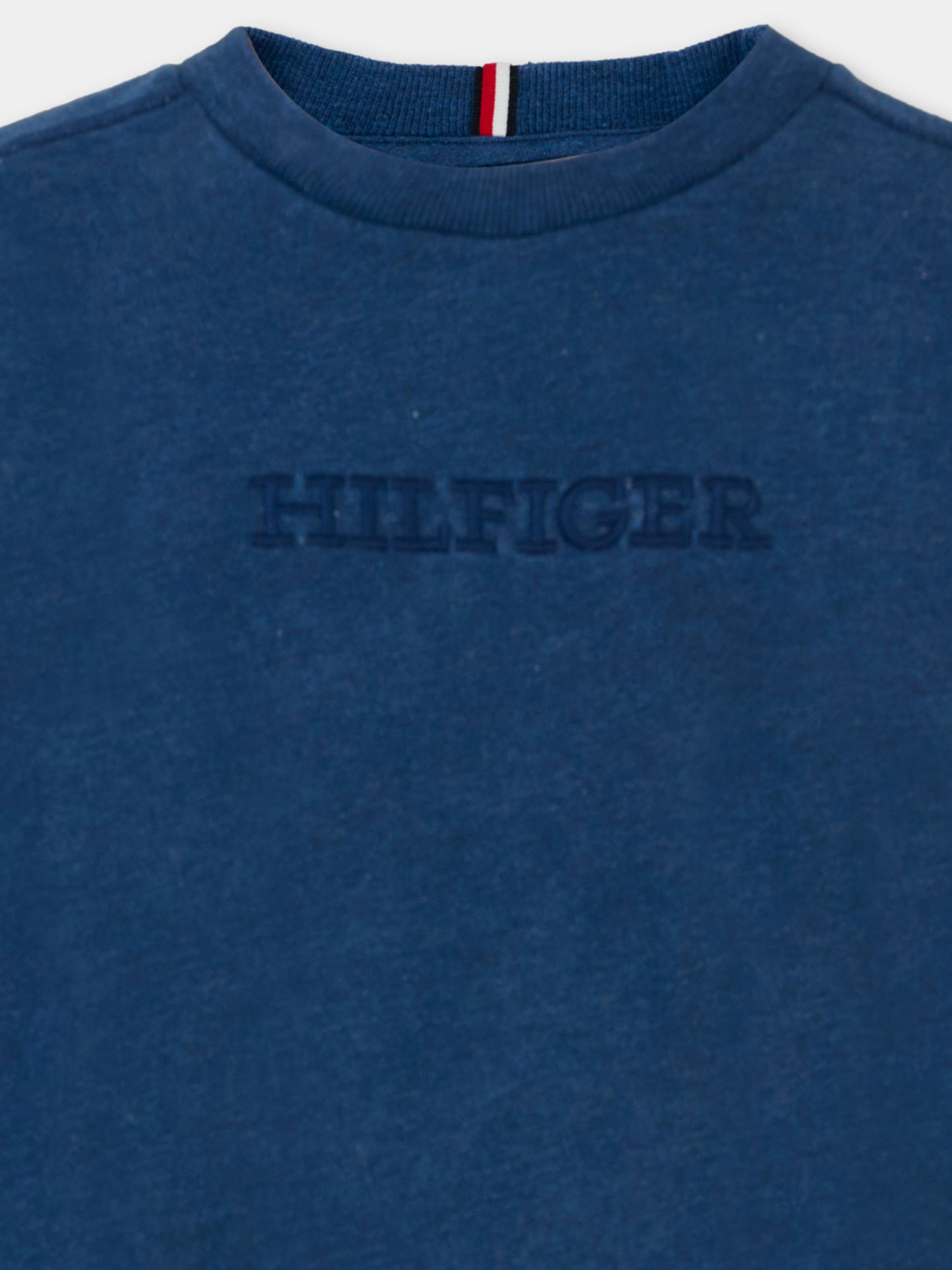 Felpa blu per bambino con logo ricamato,Tommy Hilfiger Junior,KB0KB09311 1CD