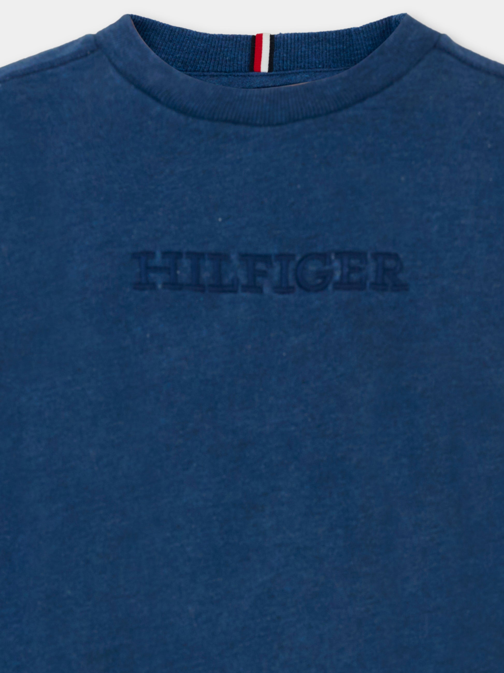 Felpa blu per bambino con logo ricamato,Tommy Hilfiger Junior,KB0KB09311 1CD