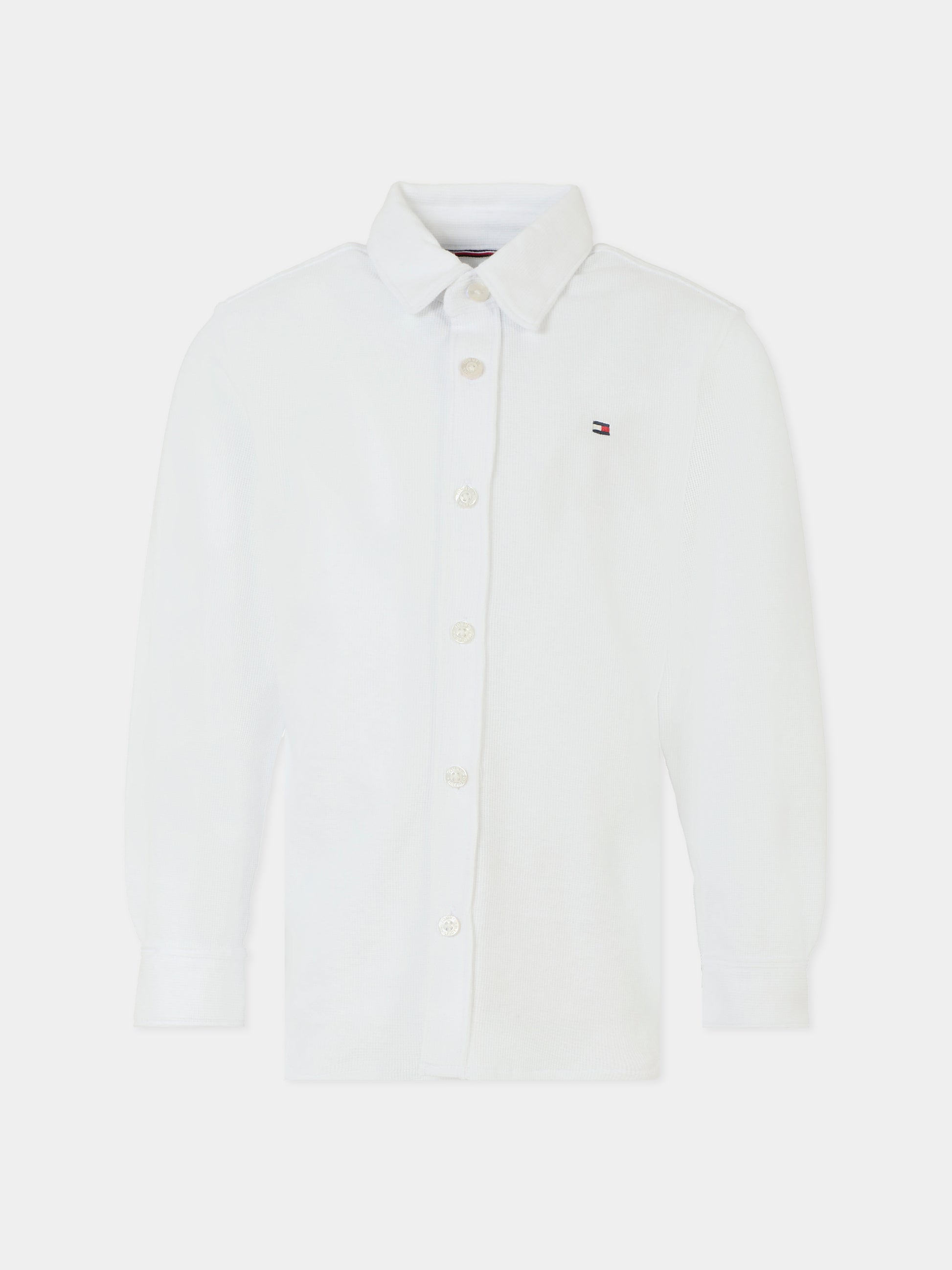 Camicia bianca per bambino con bandierina,Tommy Hilfiger Junior,KB0KB09339 YBR