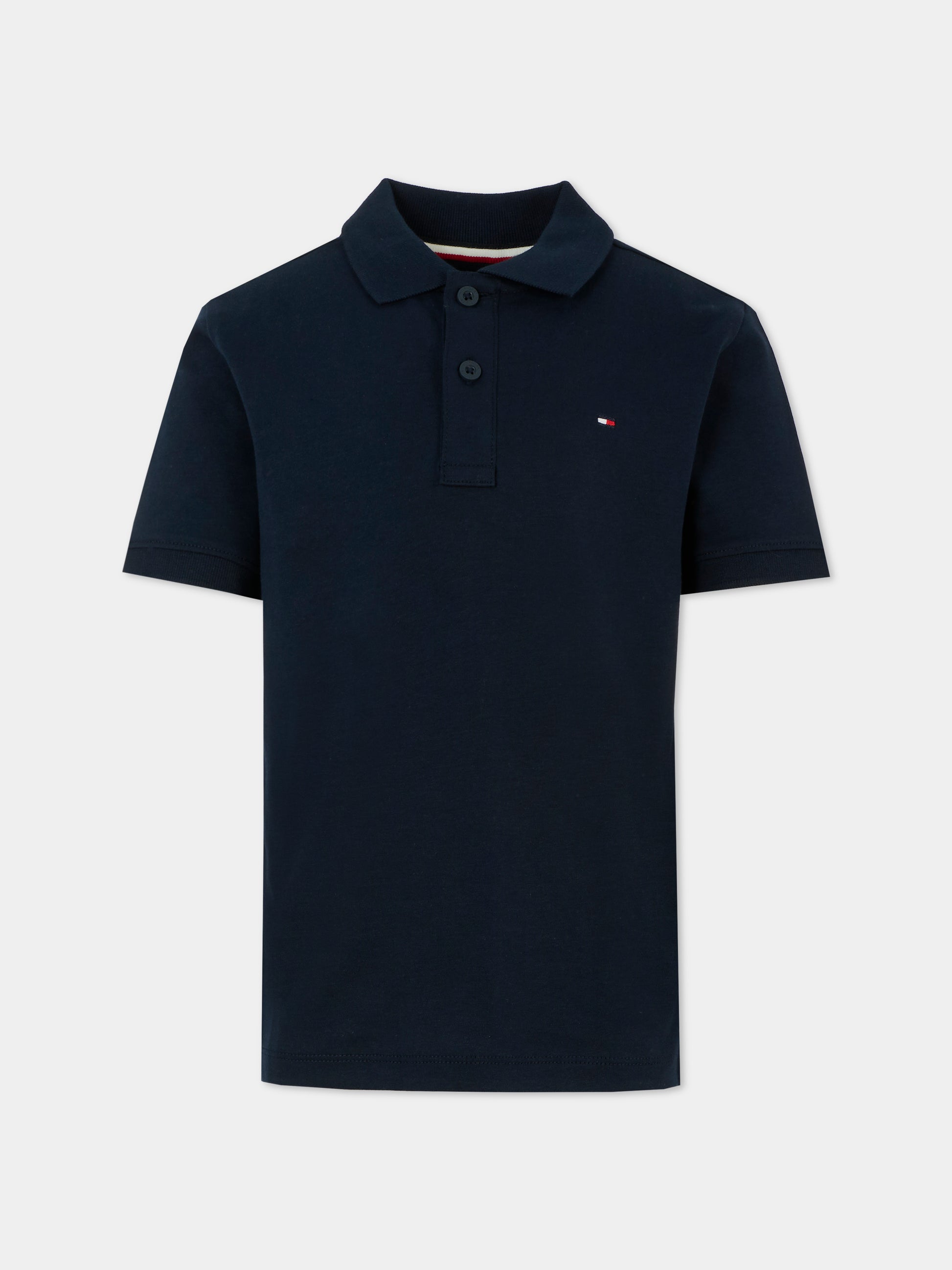 Polo blu per bambino con bandierina,Tommy Hilfiger Junior,KB0KB09333 C1G
