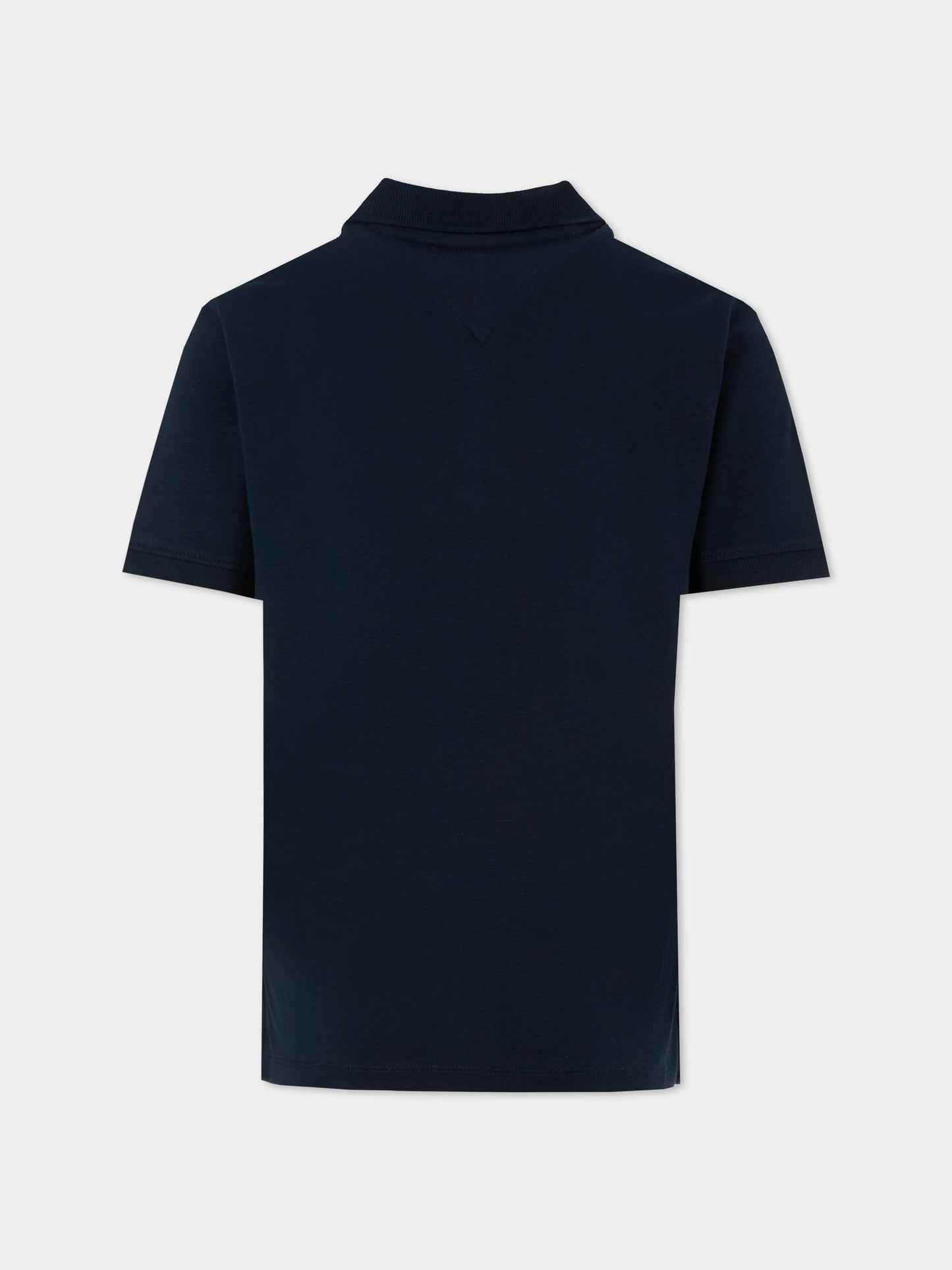 Polo blu per bambino con bandierina,Tommy Hilfiger Junior,KB0KB09333 C1G