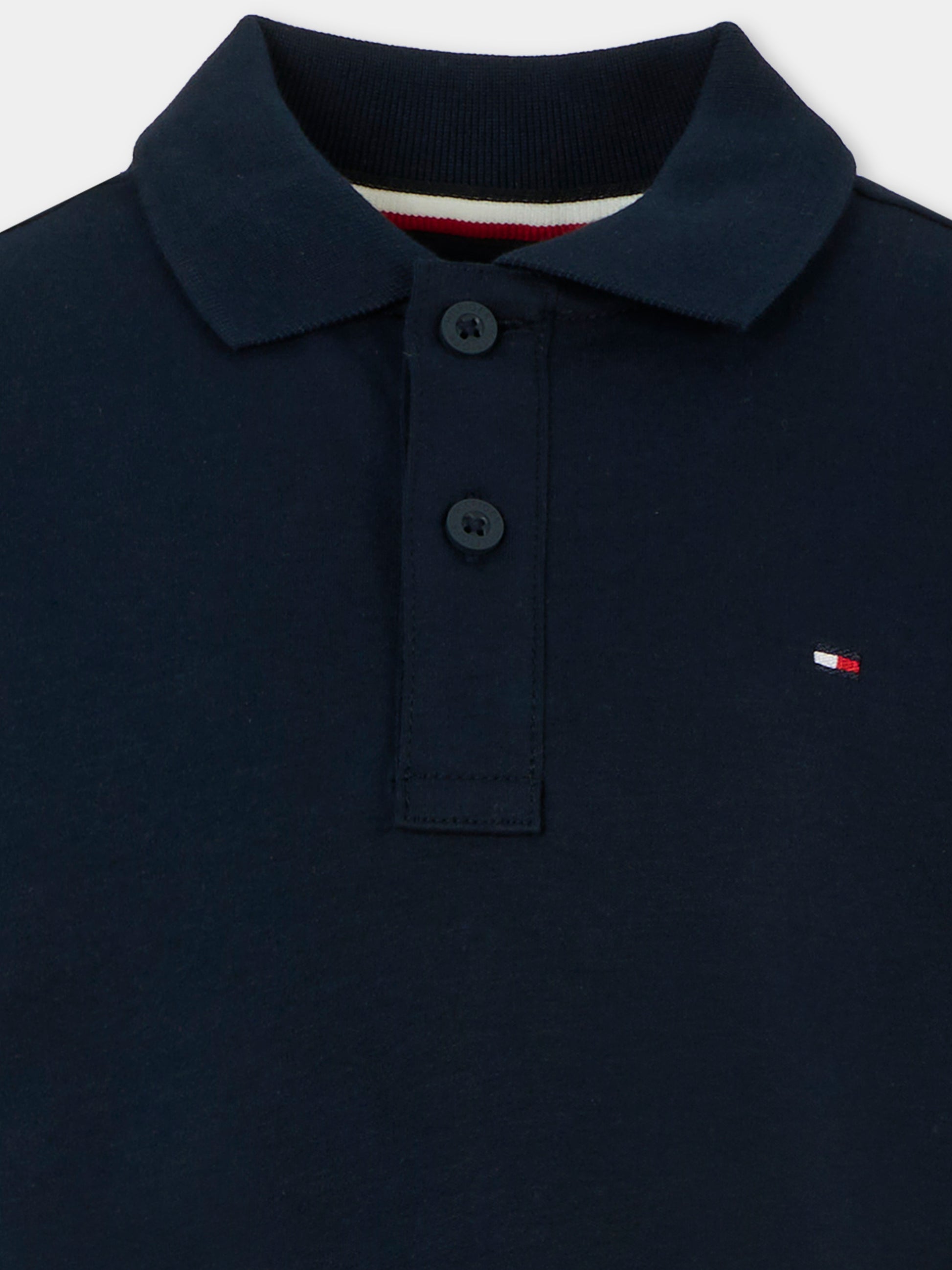 Polo blu per bambino con bandierina,Tommy Hilfiger Junior,KB0KB09333 C1G