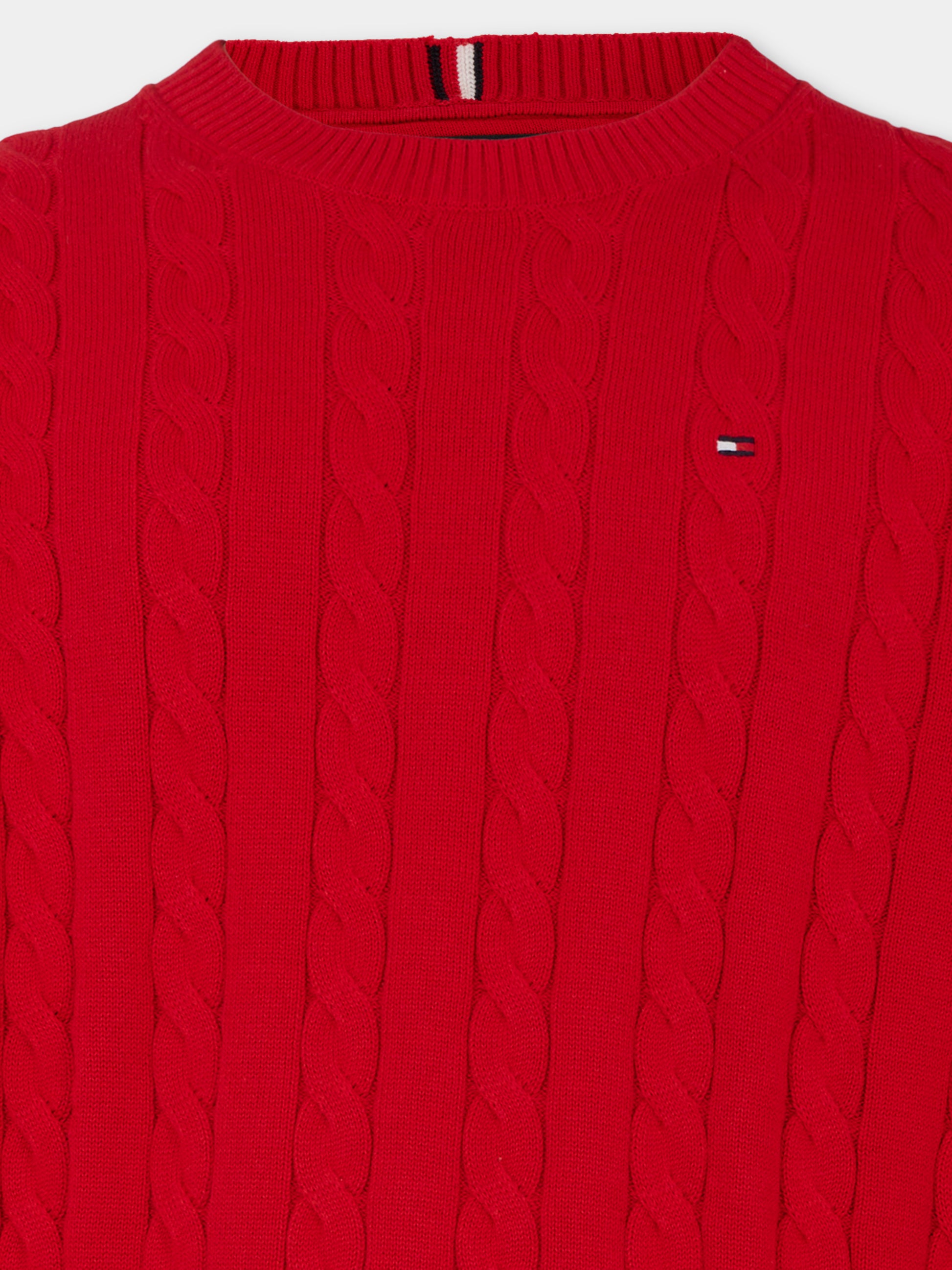 Maglione rosso per bambino con bandierina,Tommy Hilfiger Junior,KB0KB09348 XLG