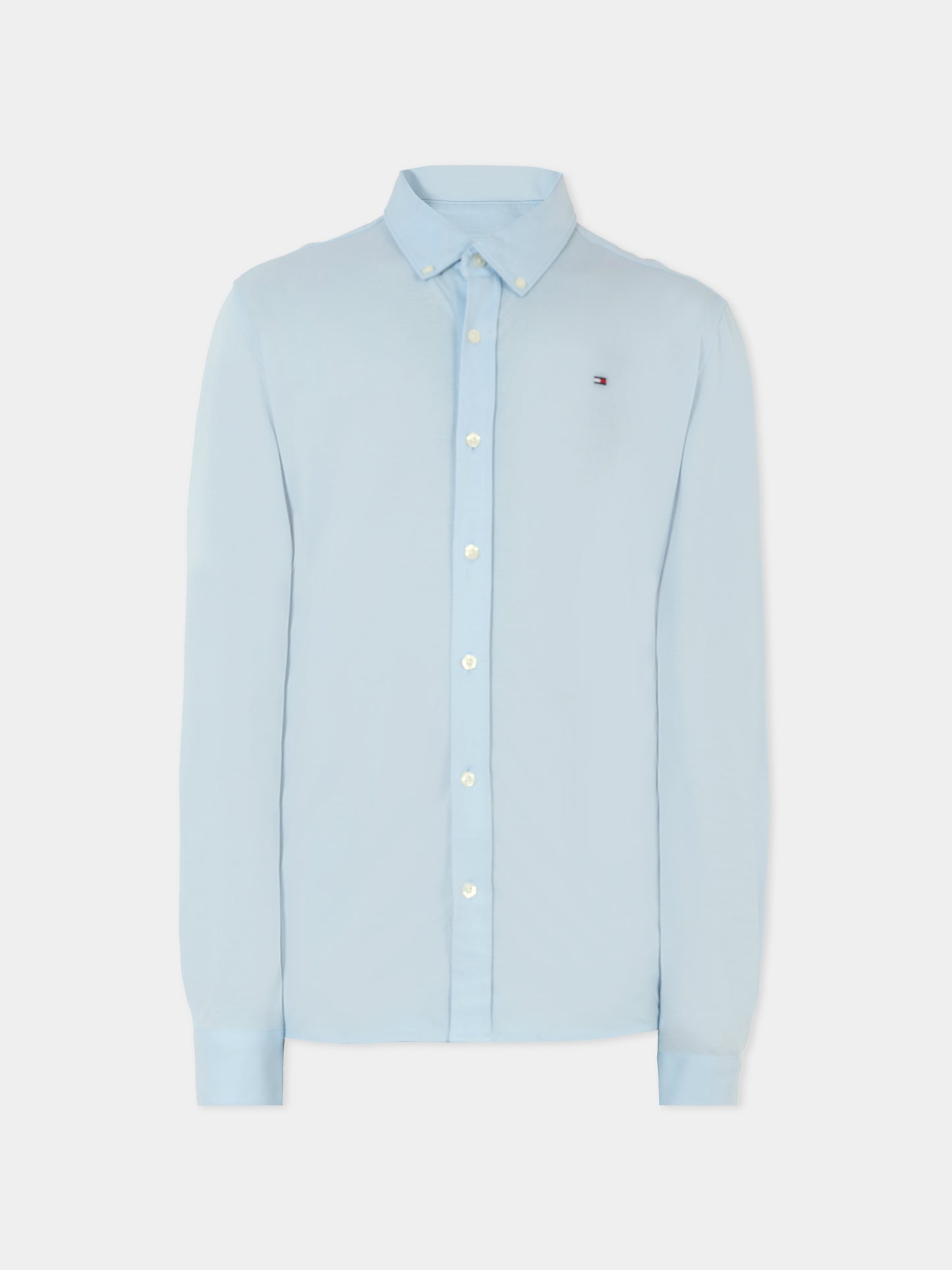 Camicia celeste per bambino con bandierina,Tommy Hilfiger Junior,KB0KB09551 C1O