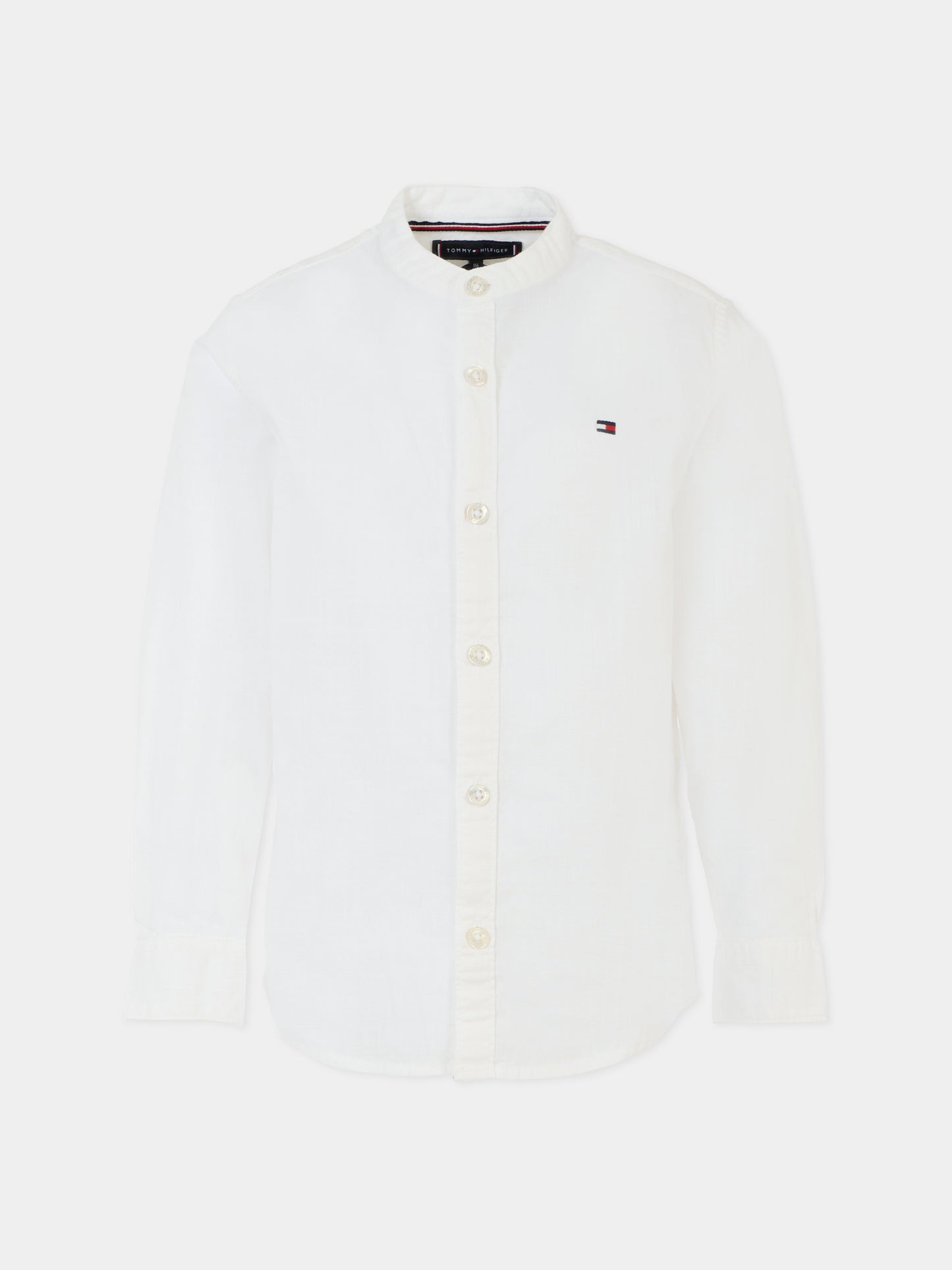 Camicia bianca per bambino con bandierina,Tommy Hilfiger Junior,KB0KB09557 YBR