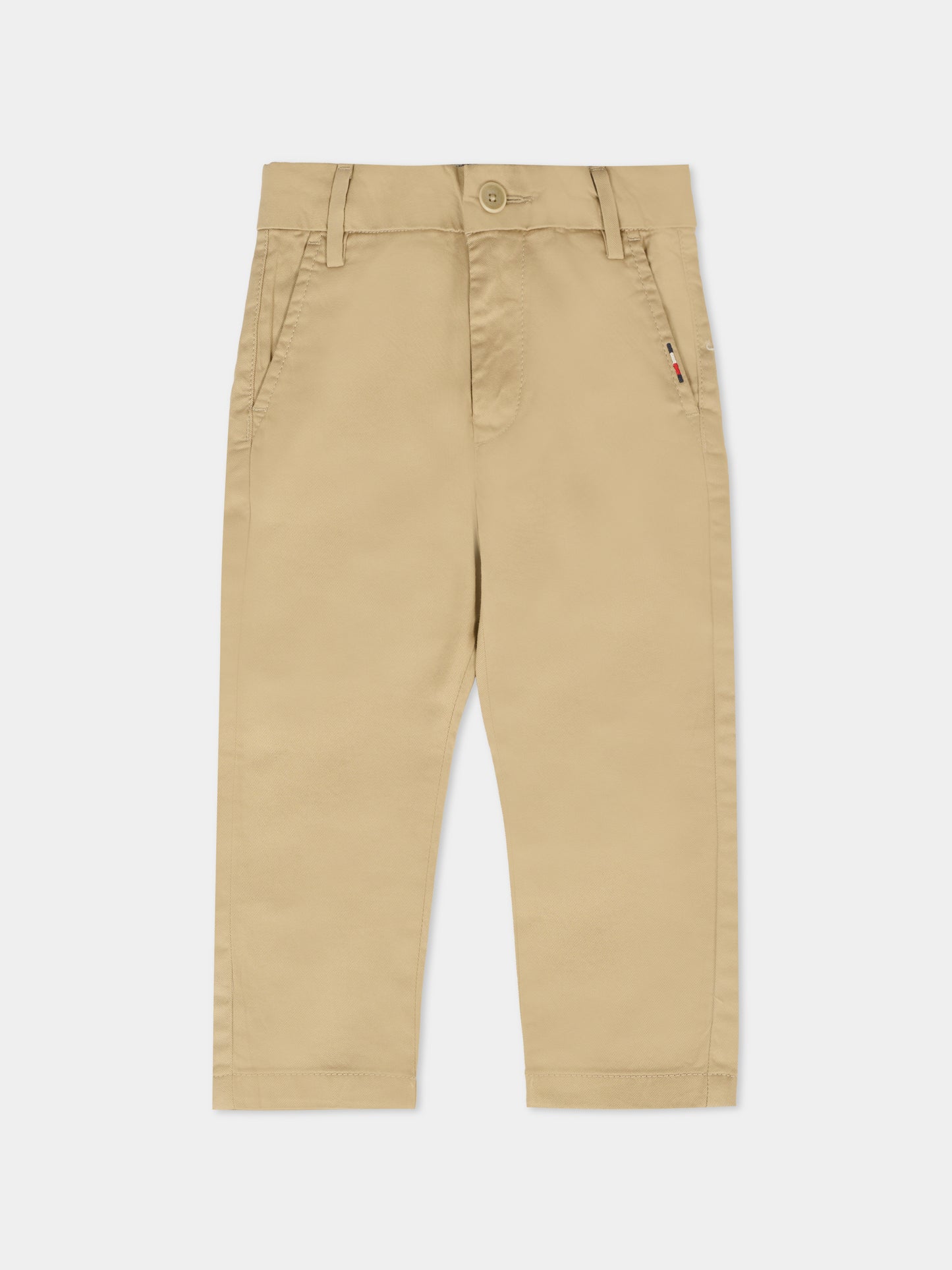 Pantaloni beige per neonato con bandierina,Tommy Hilfiger Junior,KB0KB09638 RBT