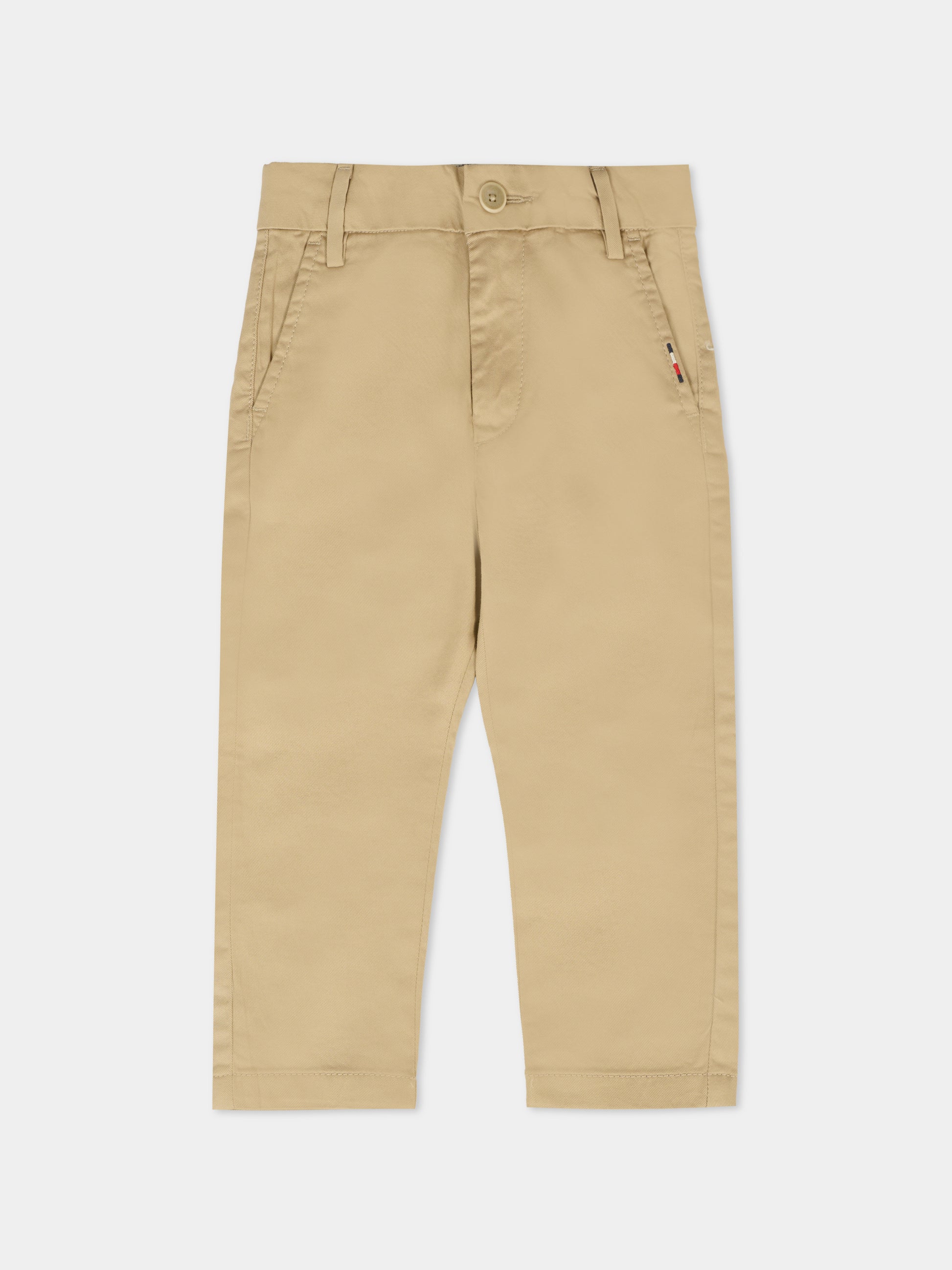 Pantaloni beige per neonato con bandierina,Tommy Hilfiger Junior,KB0KB09638 RBT