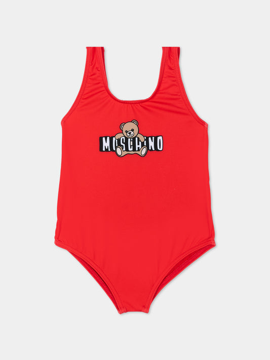 Costume intero rosso per neonata teddy bear,Moschino Kids,M2L00A LKA11 50109