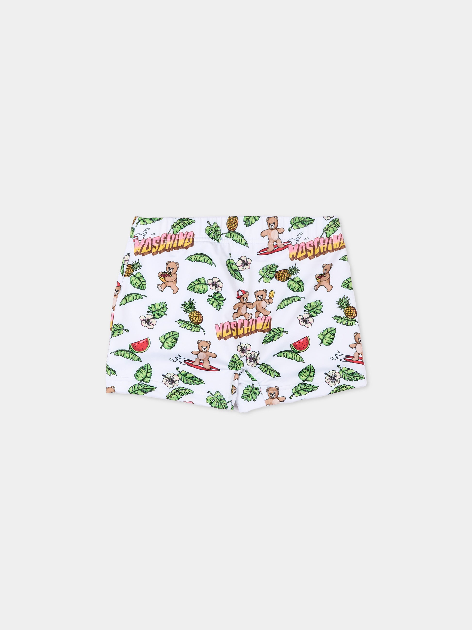 Boxer mare bianco per neonato stampa teddy,Moschino Kids,M5L006 LKA11 83657