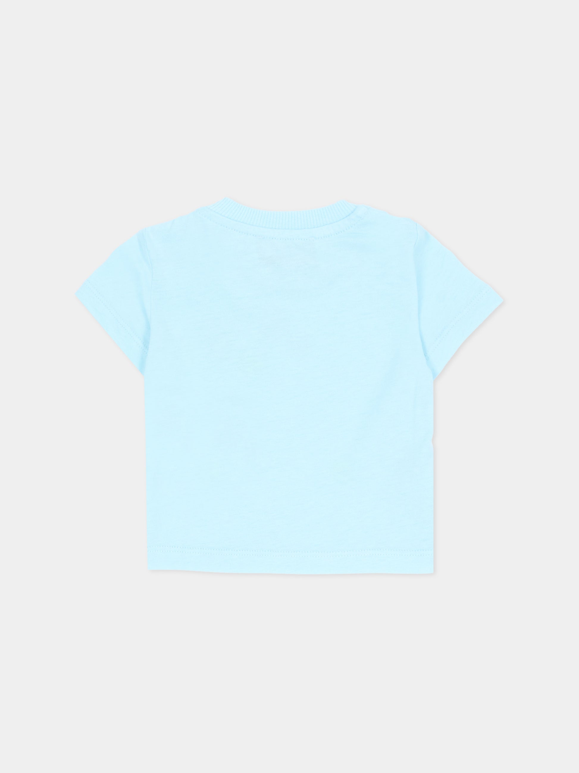 T-Shirt celeste per neonato con Teddy Bear,Moschino Kids,M5M047 LAA03 40304